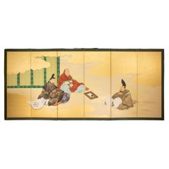 A six-panel folding screen inspired by the Tales of Genji