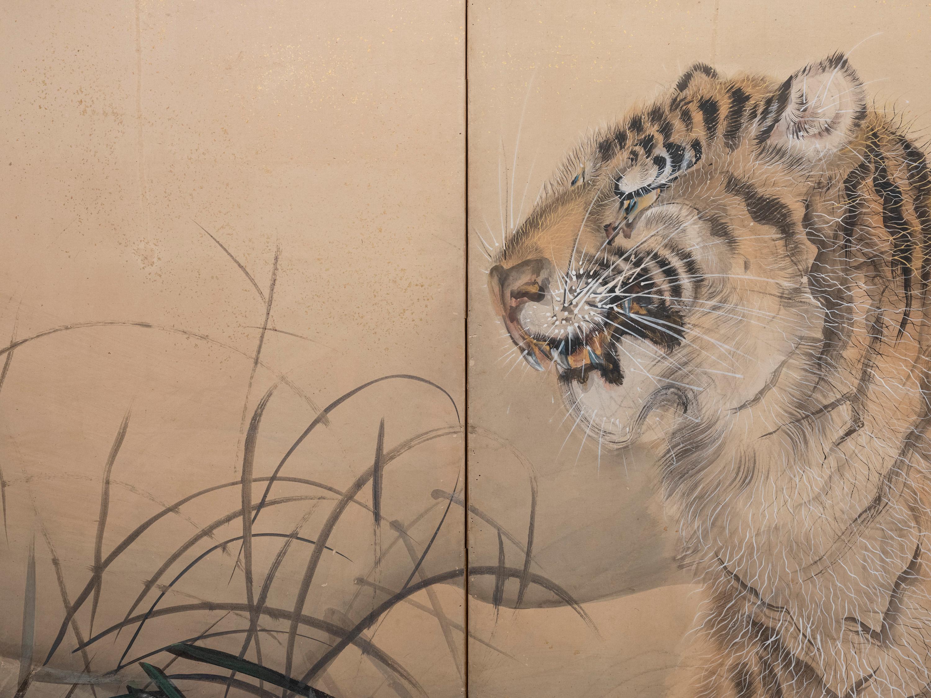 Sechspaneel mit der Darstellung eines majestätischen Tigers (Papier) im Angebot