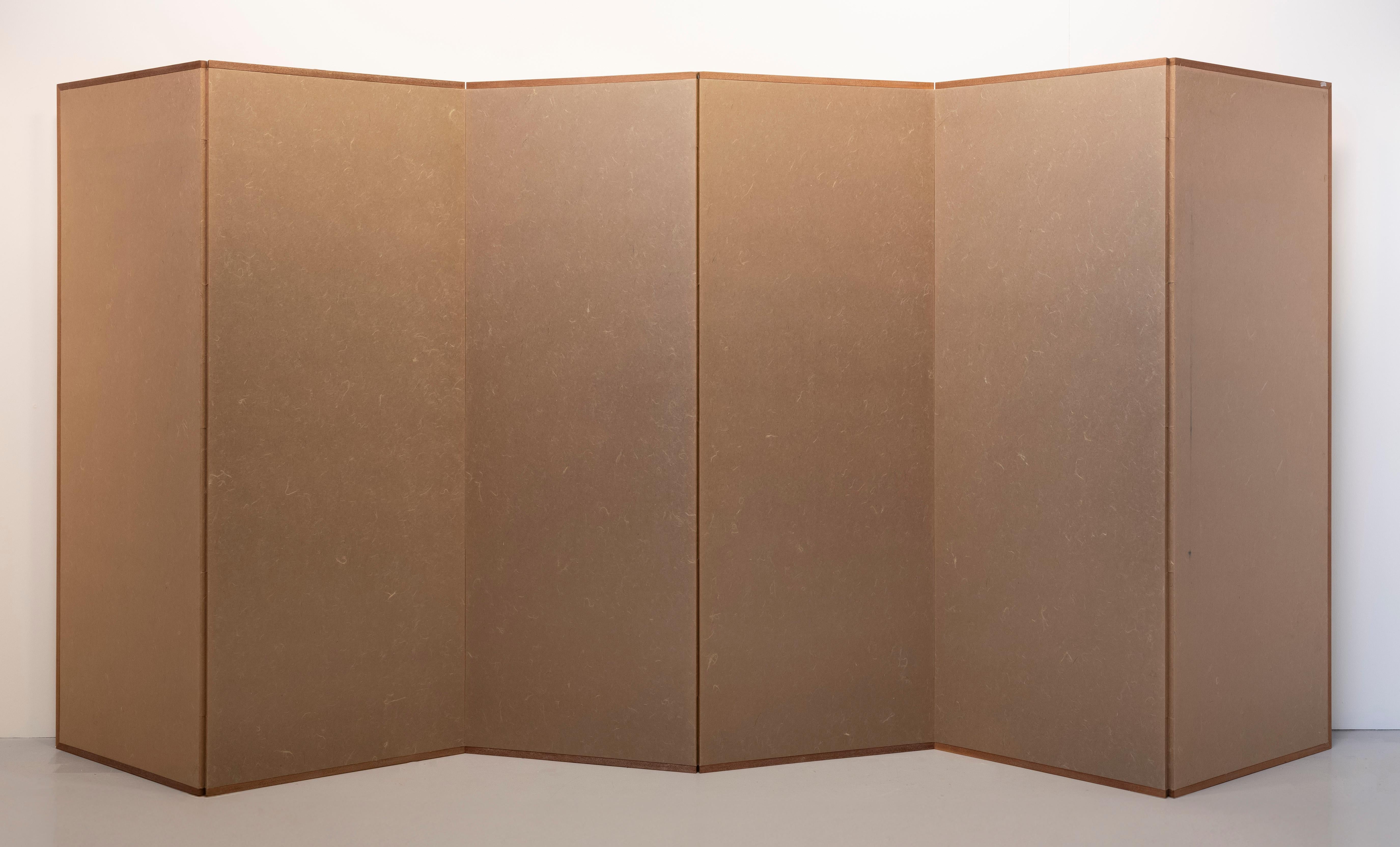 Sechstafeliger Paravent mit der Darstellung eines Hirschpaares in einer Winterlandschaft im Angebot 4