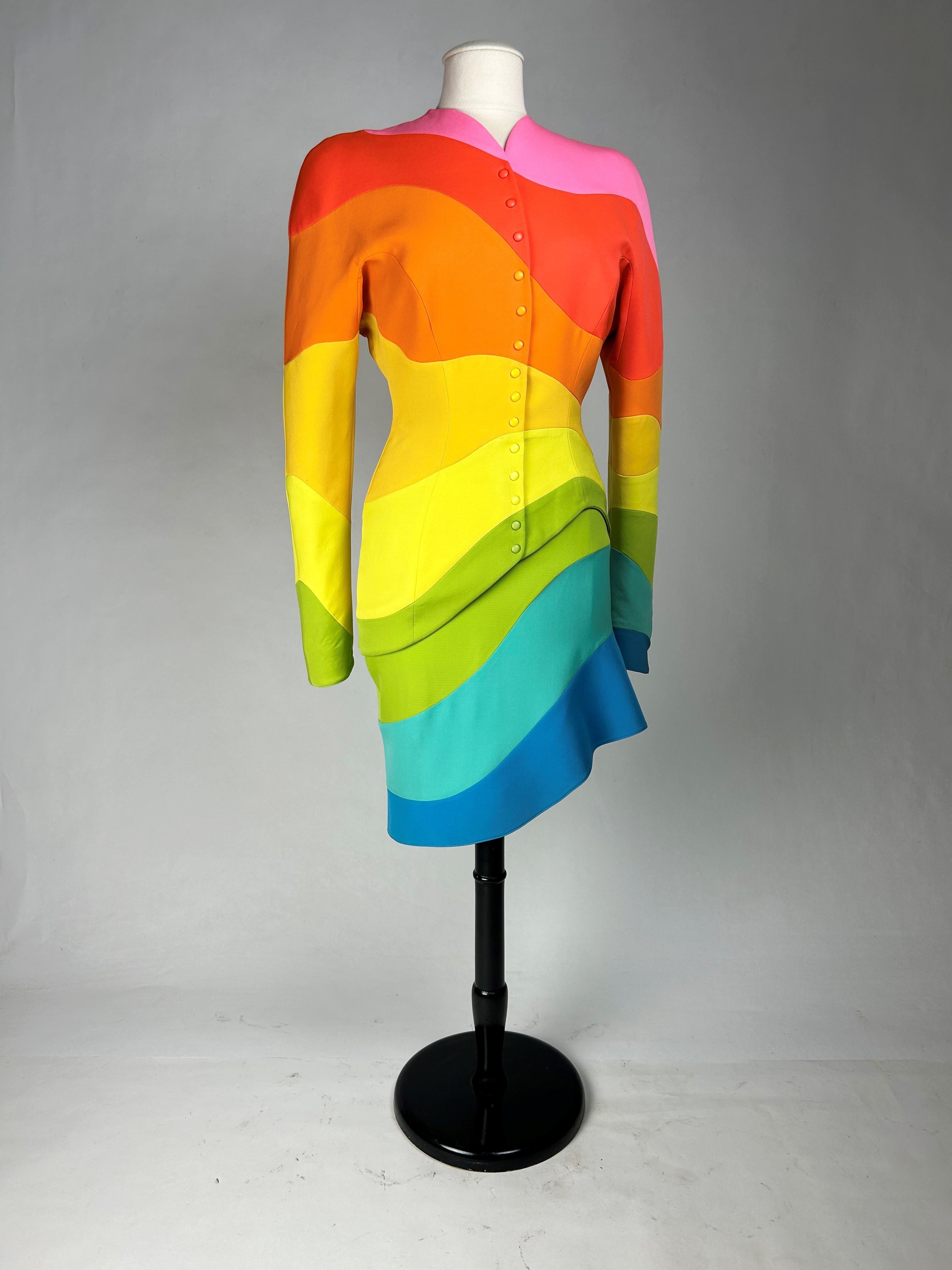 Un tailleur jupe de Thierry Mugler - The Collective Eté Hawaï - Printemps Eté 1990 Bon état - En vente à Toulon, FR