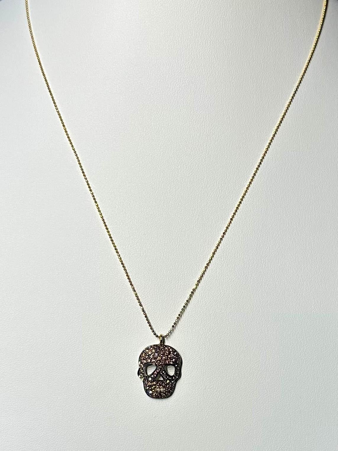 A Skull Pendant set with Brown Zircons in Blackened Silver For Sale 4