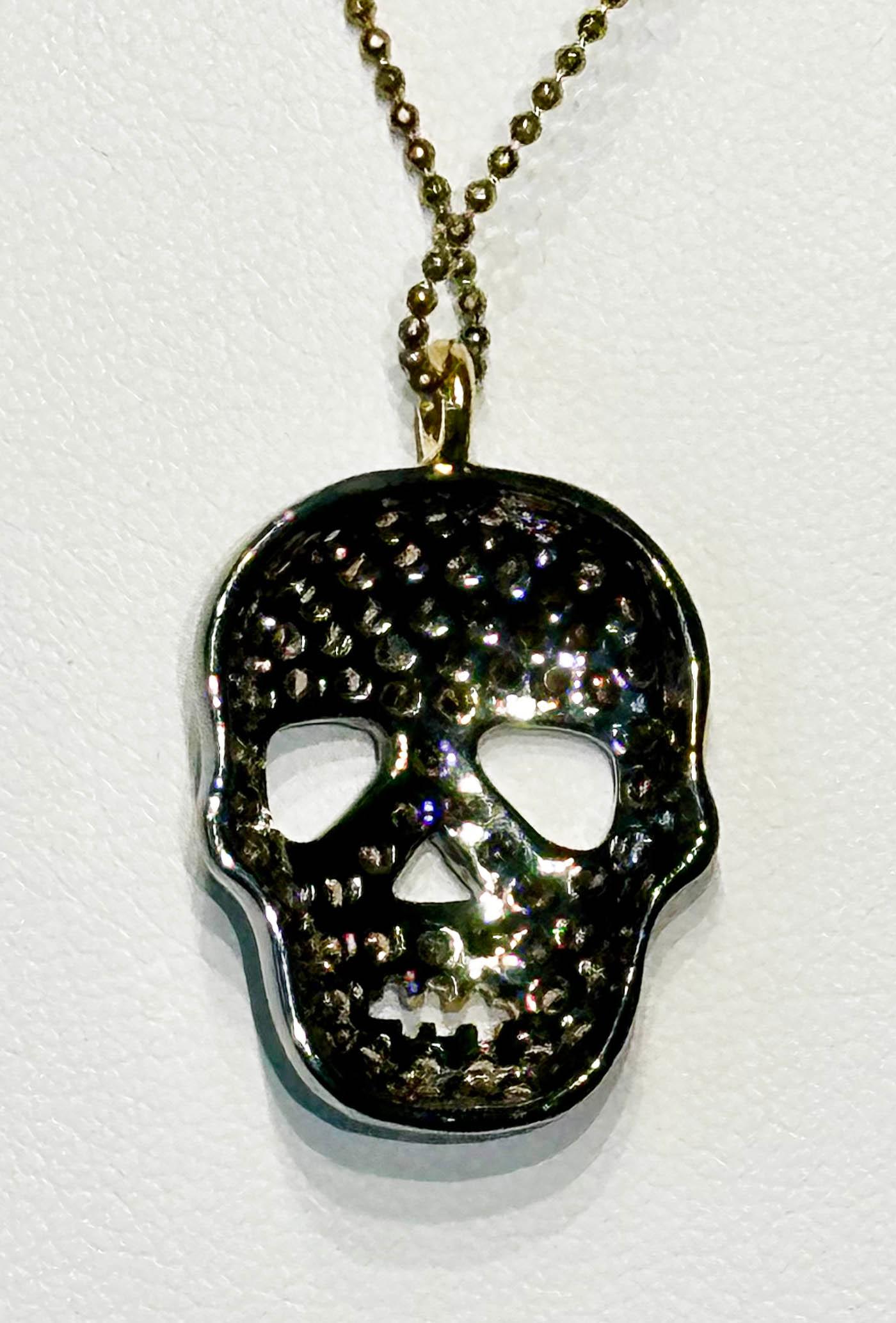 A Skull Pendant set with Brown Zircons in Blackened Silver For Sale 5