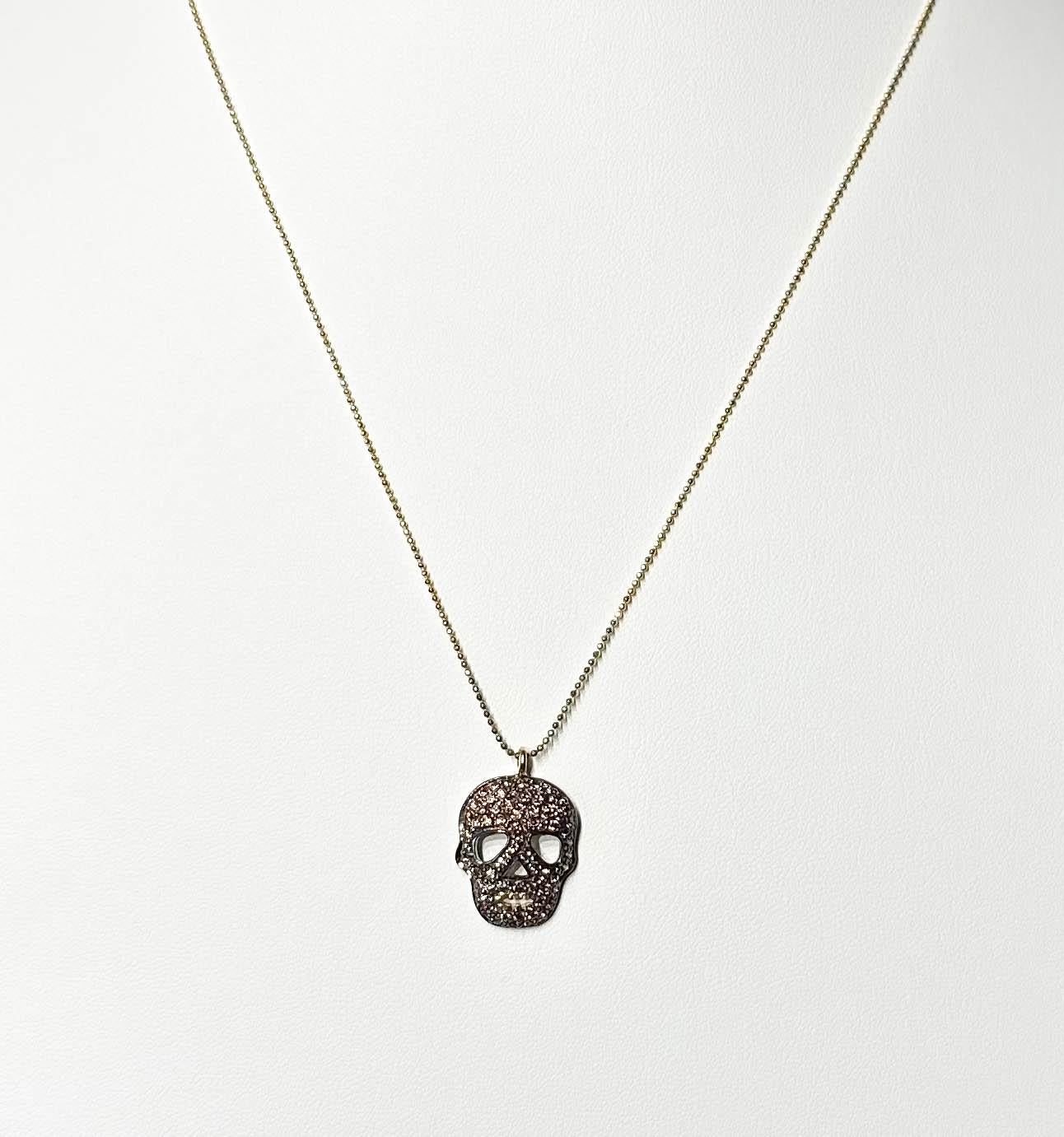 A Skull Pendant set with Brown Zircons in Blackened Silver For Sale 3
