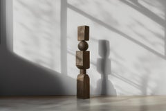 A Sleek, Dark Burned Oak Totem, Carved into Modern Art, NONO's Still Stand No99