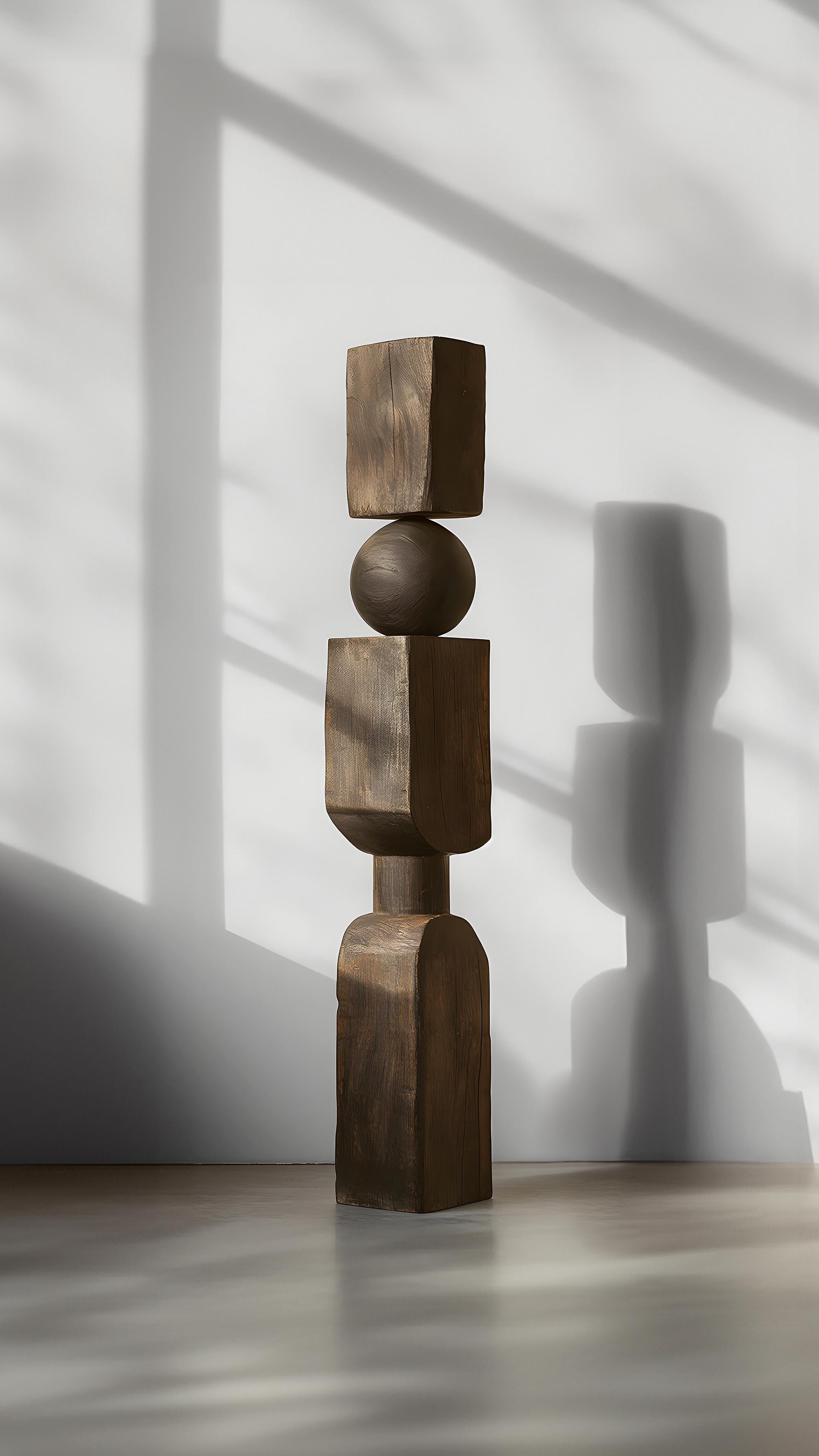 Mexican A Sleek, Dark Burned Oak Totem, Carved into Modern Art, NONO's Still Stand No99 For Sale