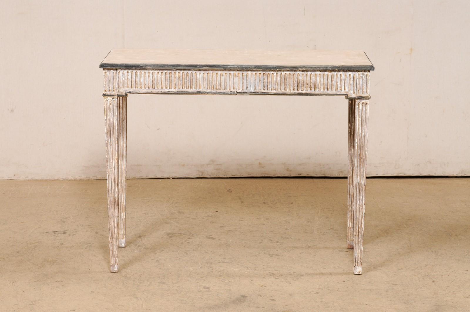 A Slender Italian Console Table Embellished w/Fluted Carvings, Mid 20th C. For Sale 5
