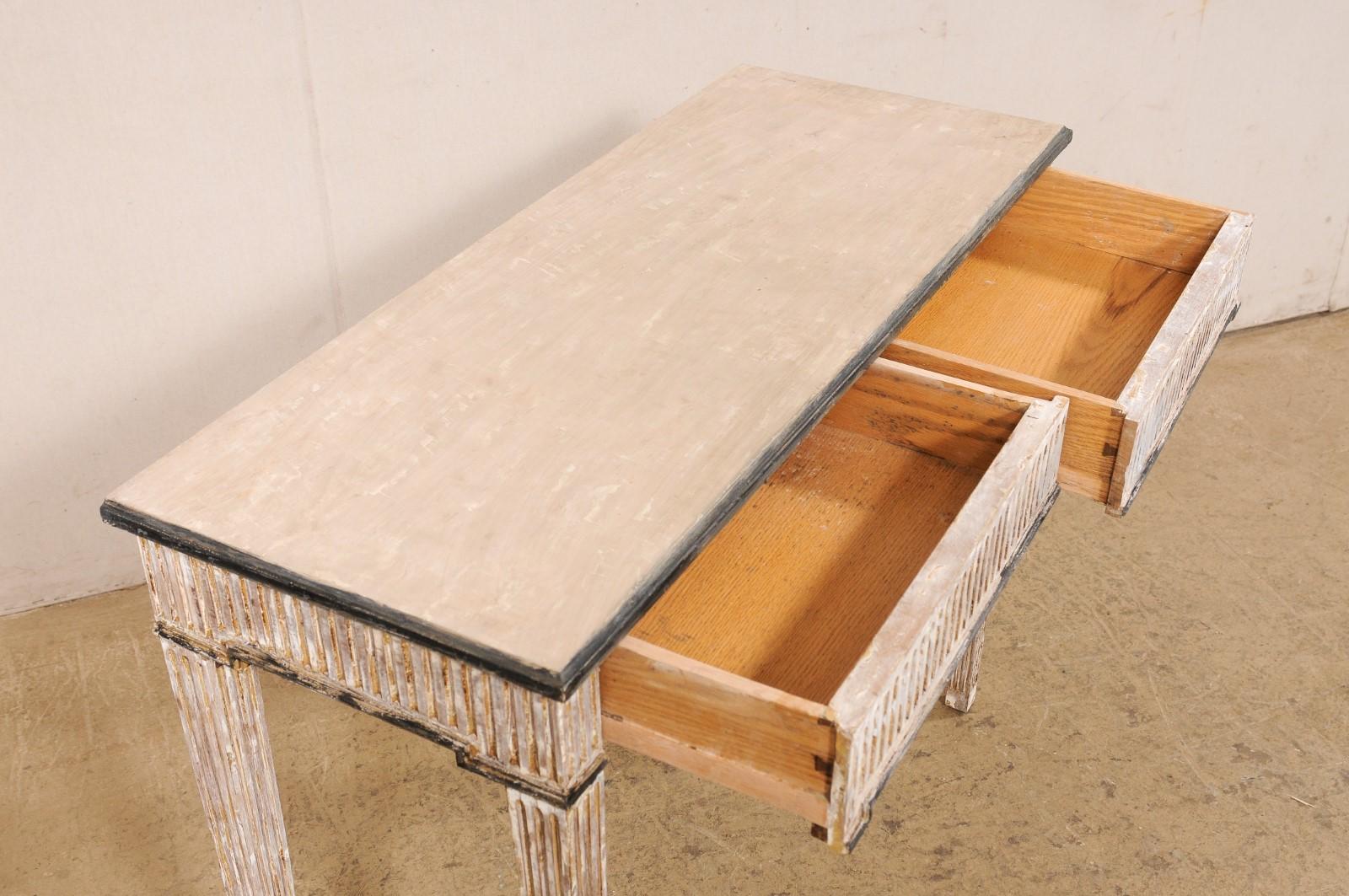 fluted marble console table