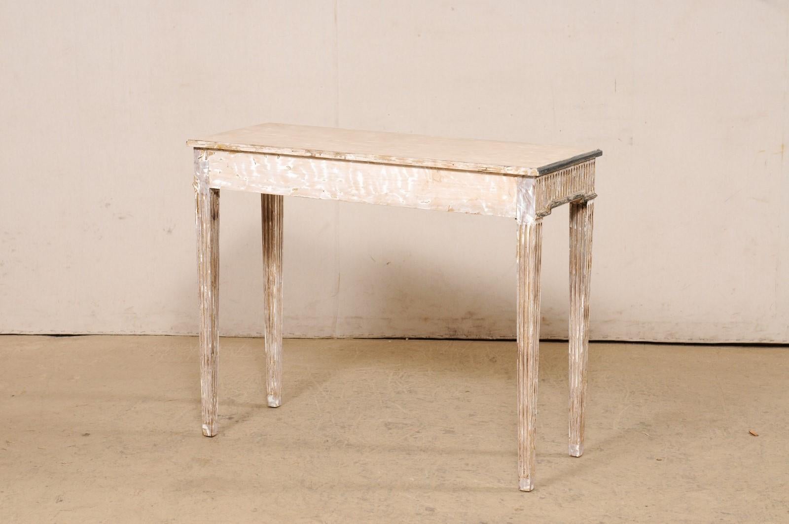 A Slender Italian Console Table Embellished w/Fluted Carvings, Mid 20th C. For Sale 1