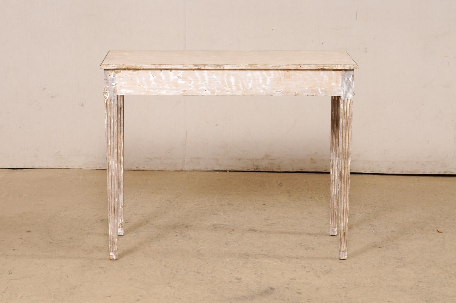 Wood A Slender Italian Console Table Embellished w/Fluted Carvings, Mid 20th C. For Sale