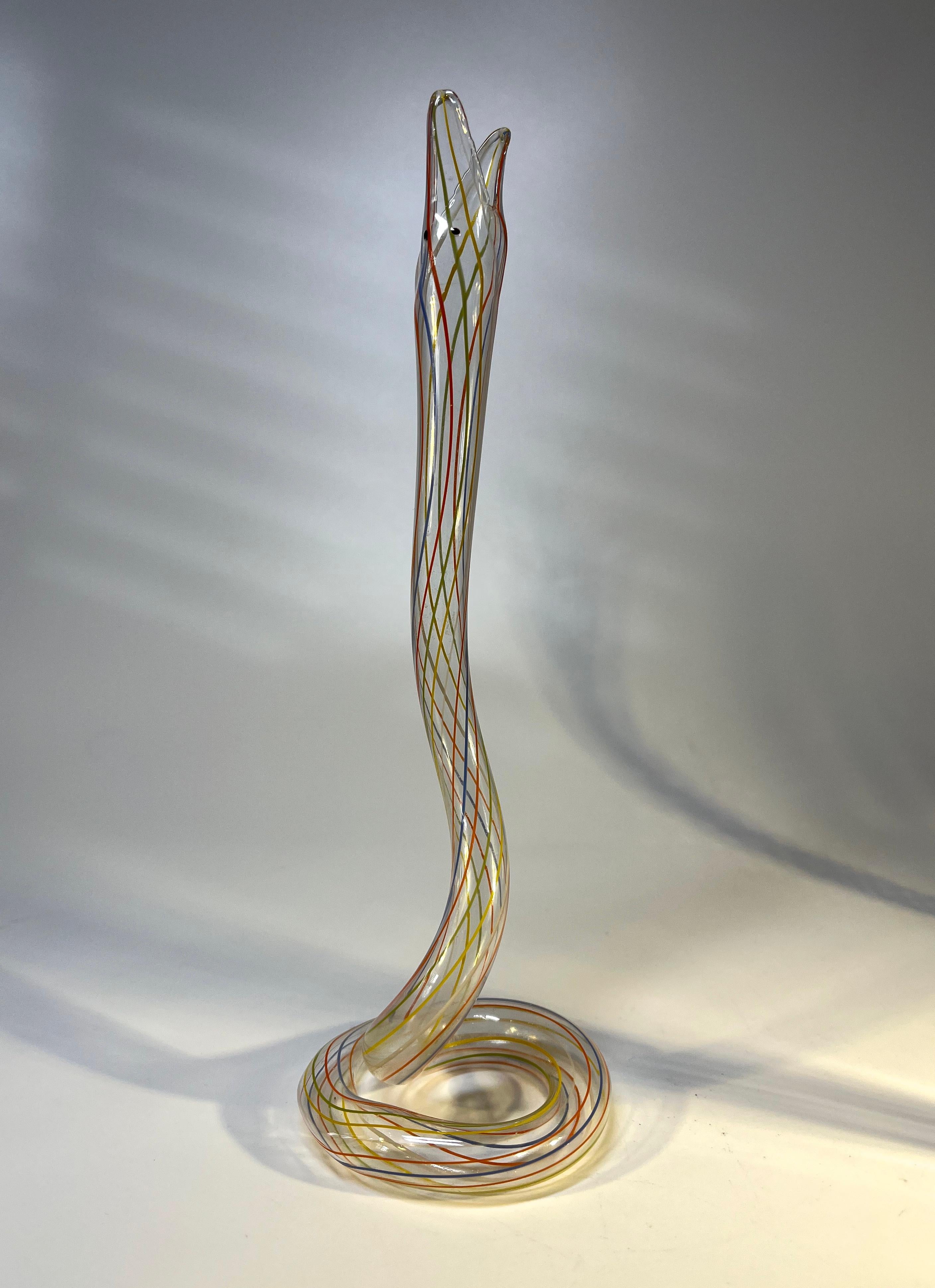 Slither of Whimsical Bimini Glass Lampwork Art Deco Snake Vases, c1920-1930 For Sale 4