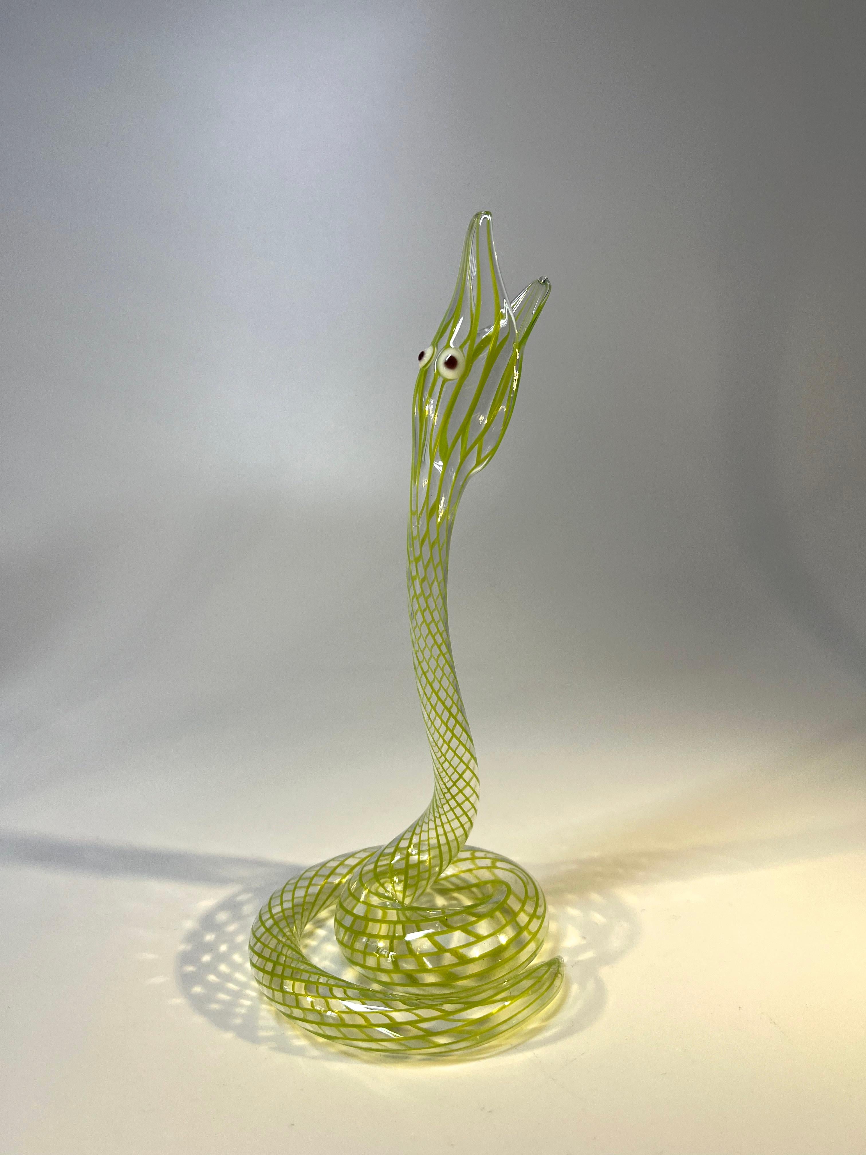 Austrian Slither of Whimsical Bimini Glass Lampwork Art Deco Snake Vases, c1920-1930