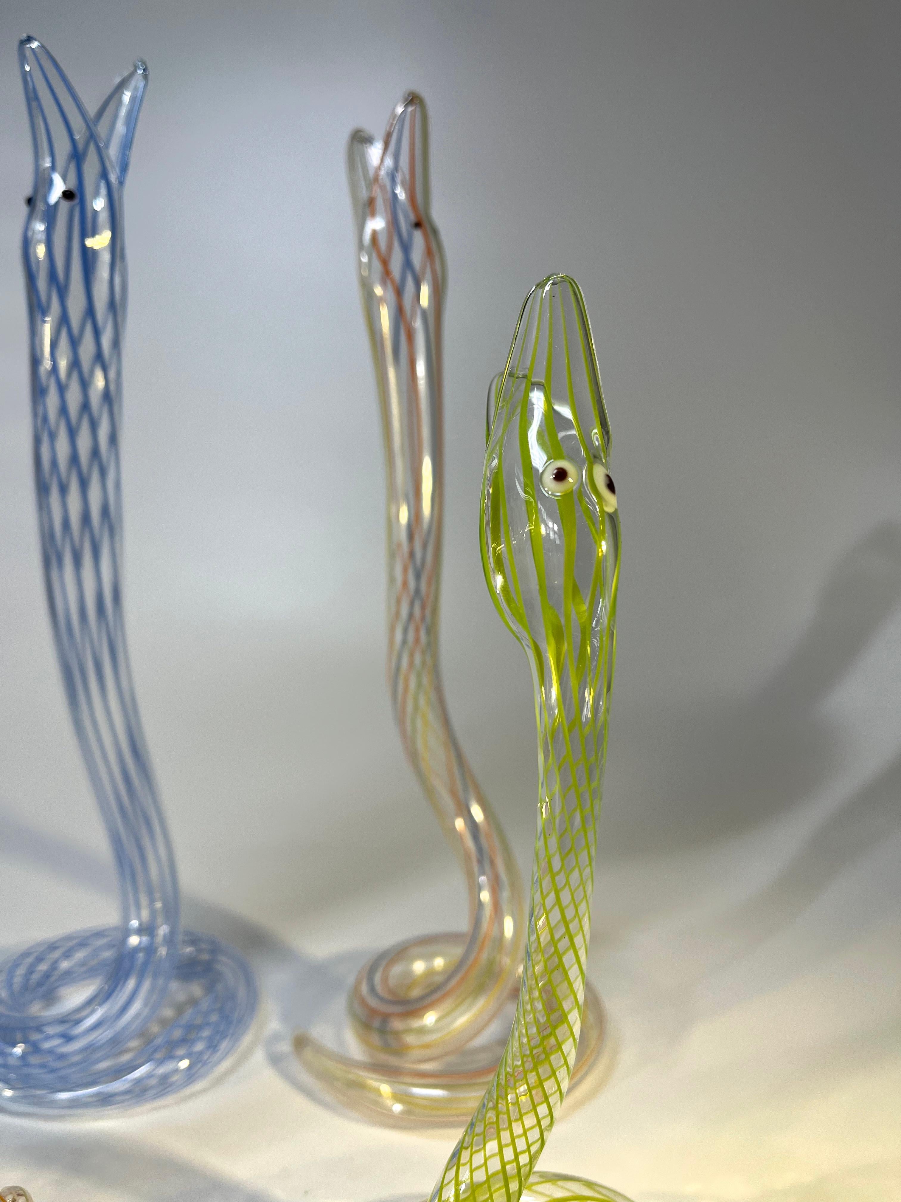 Slither of Whimsical Bimini Glass Lampwork Art Deco Snake Vases, c1920-1930 For Sale 1