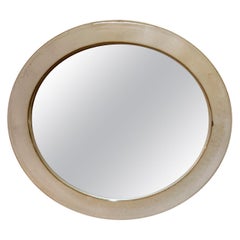 Small 1950s Oval Stoneware Ceramic Mirror