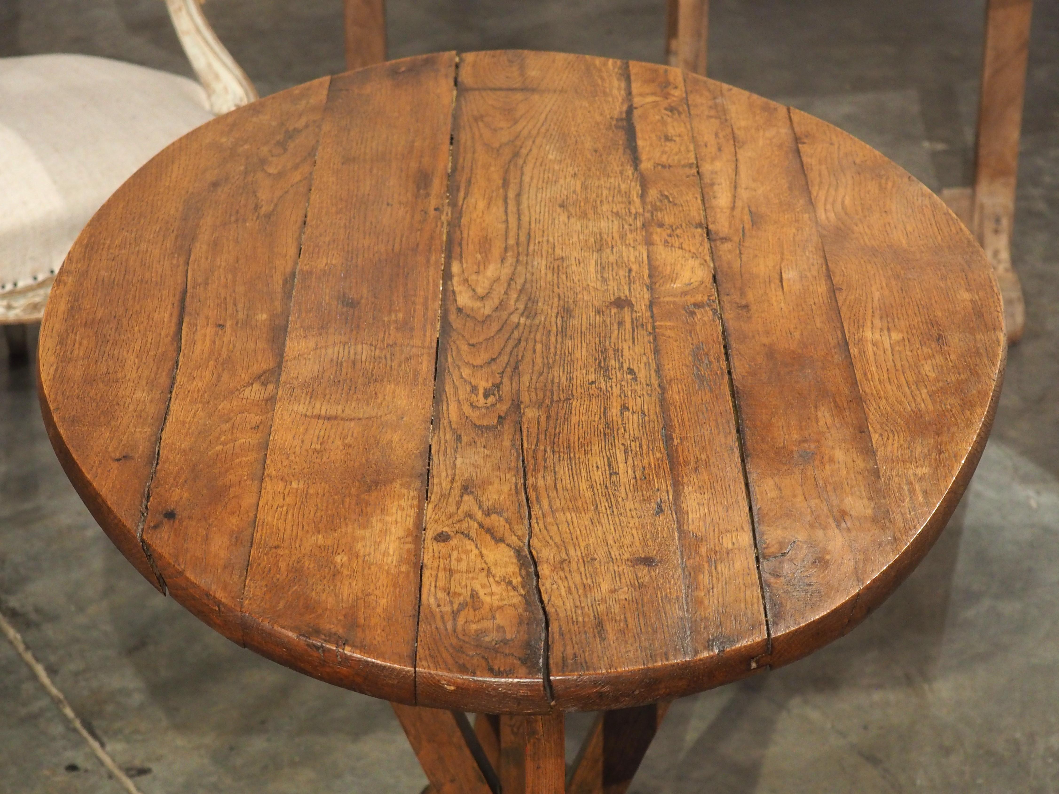 A Small 19th Century Carved Oak Tilt-Top Wine Tasting Table from France 4