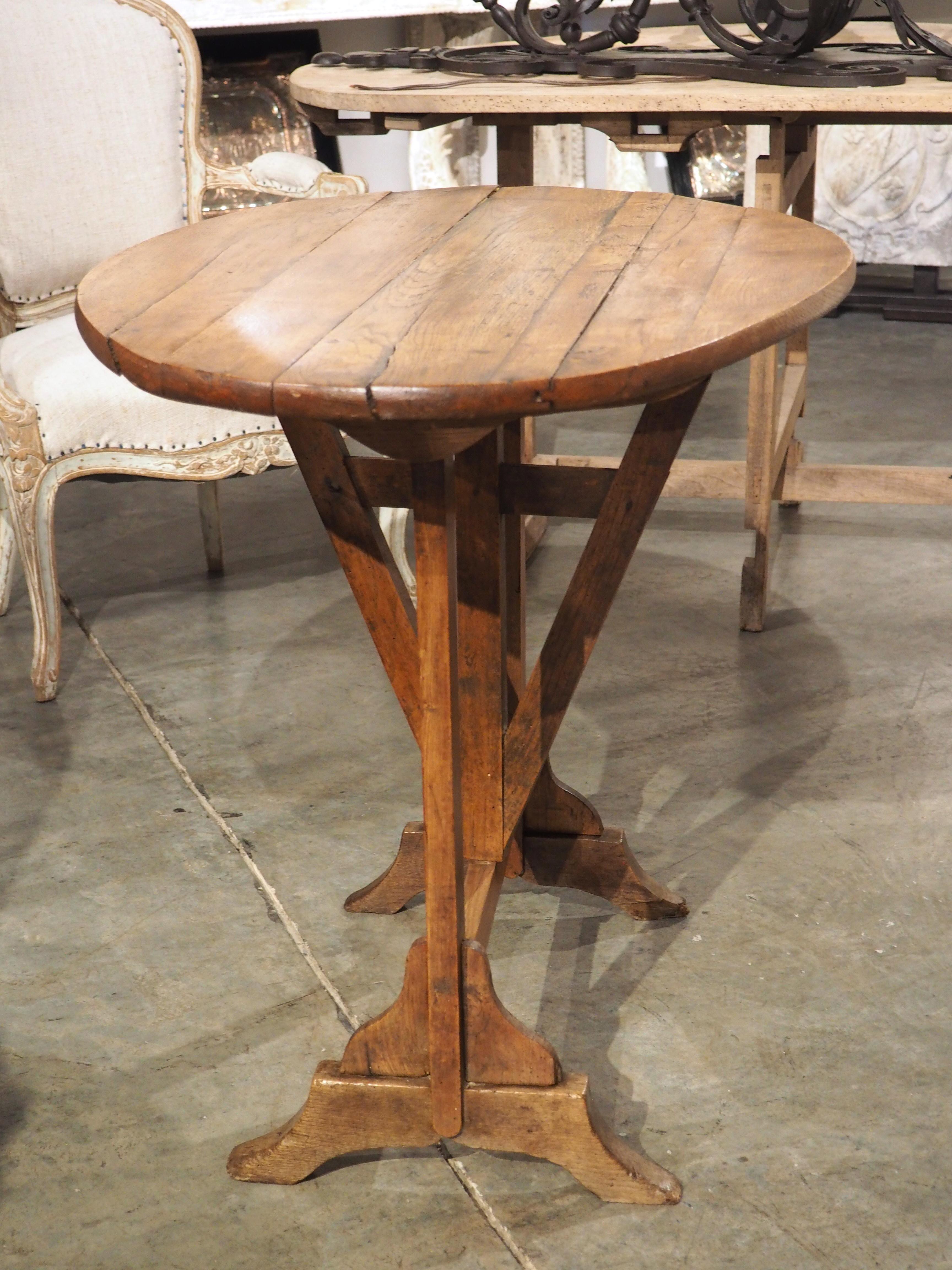 A Small 19th Century Carved Oak Tilt-Top Wine Tasting Table from France 5