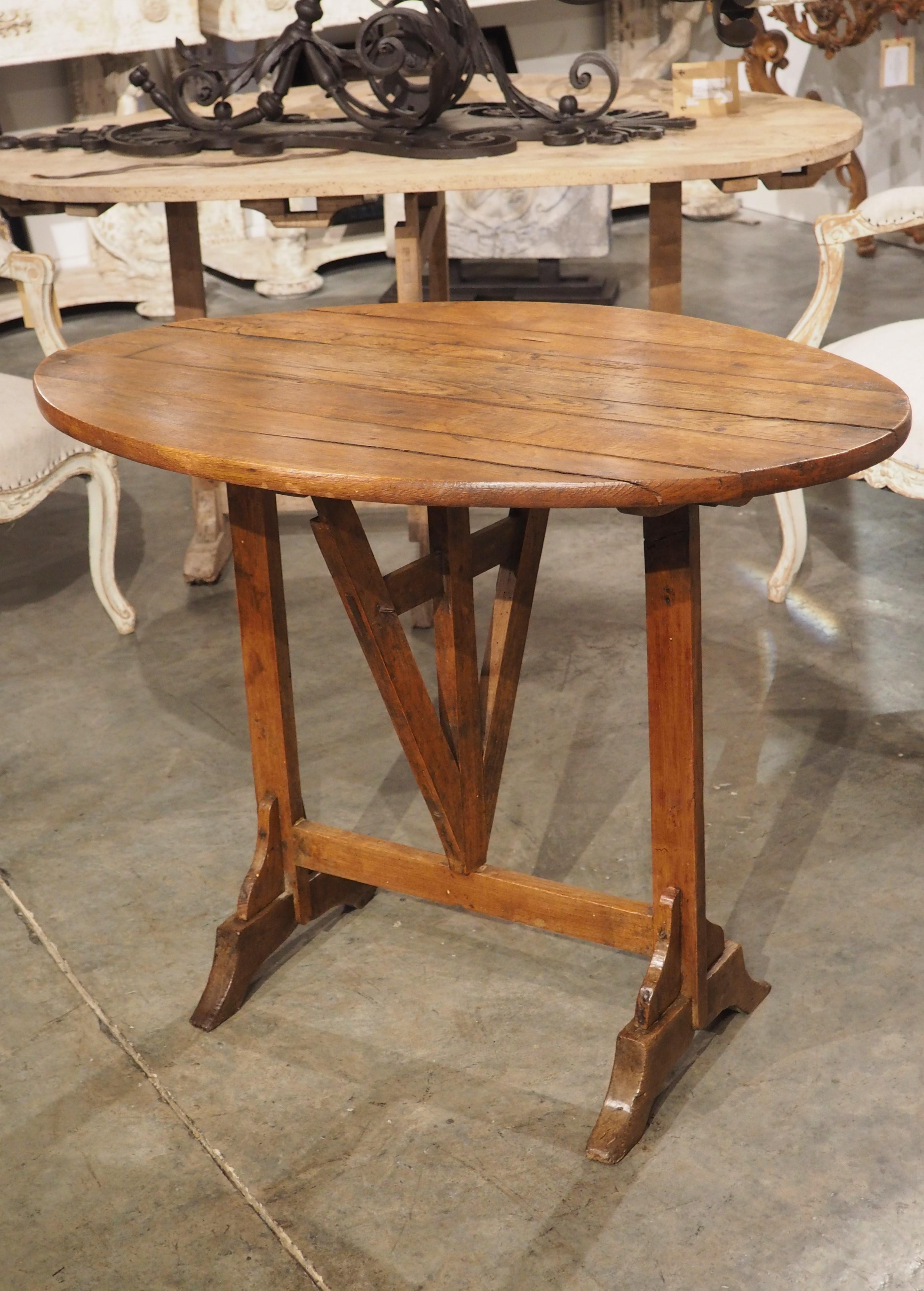 A Small 19th Century Carved Oak Tilt-Top Wine Tasting Table from France 6