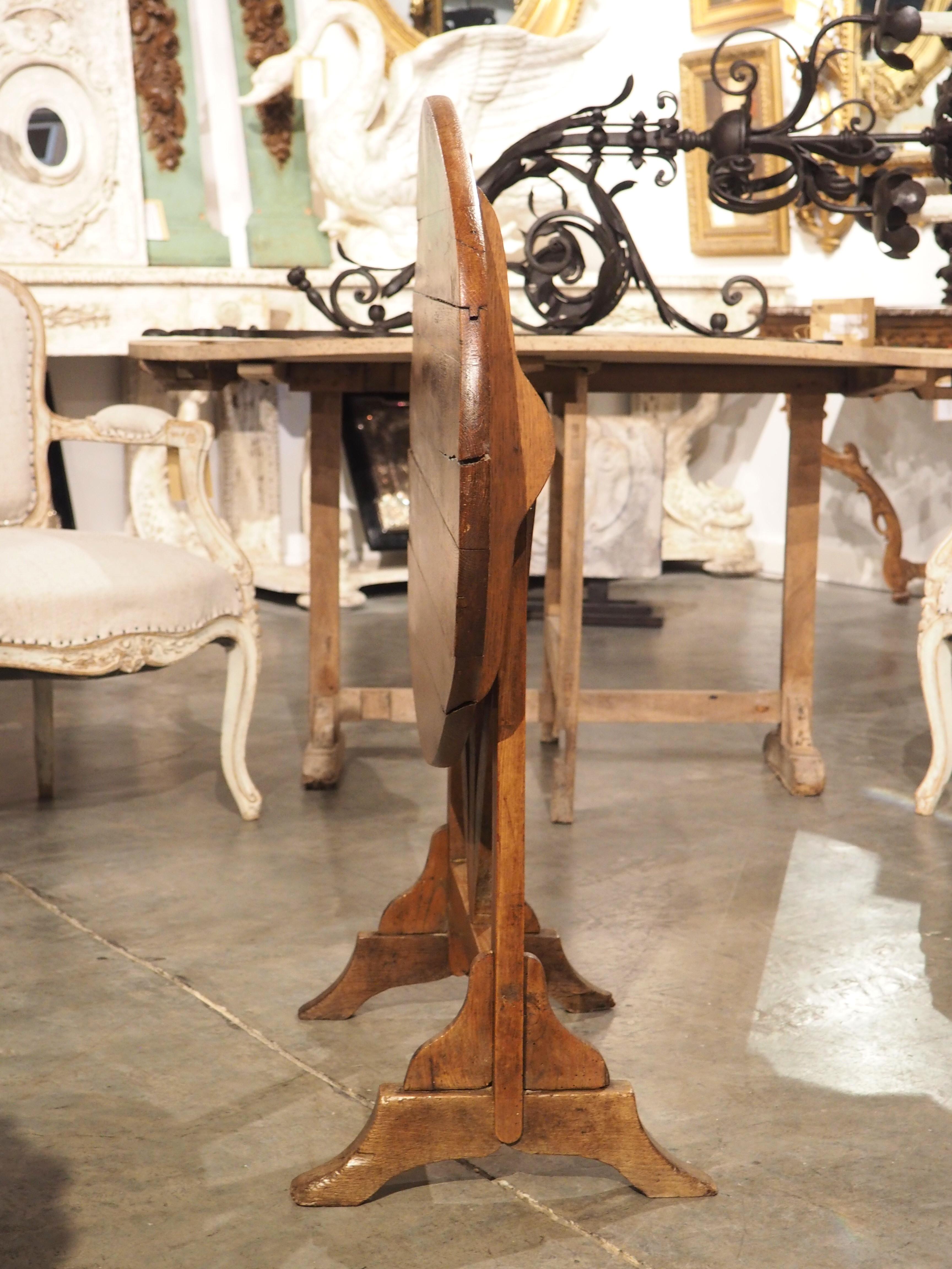 A Small 19th Century Carved Oak Tilt-Top Wine Tasting Table from France 3
