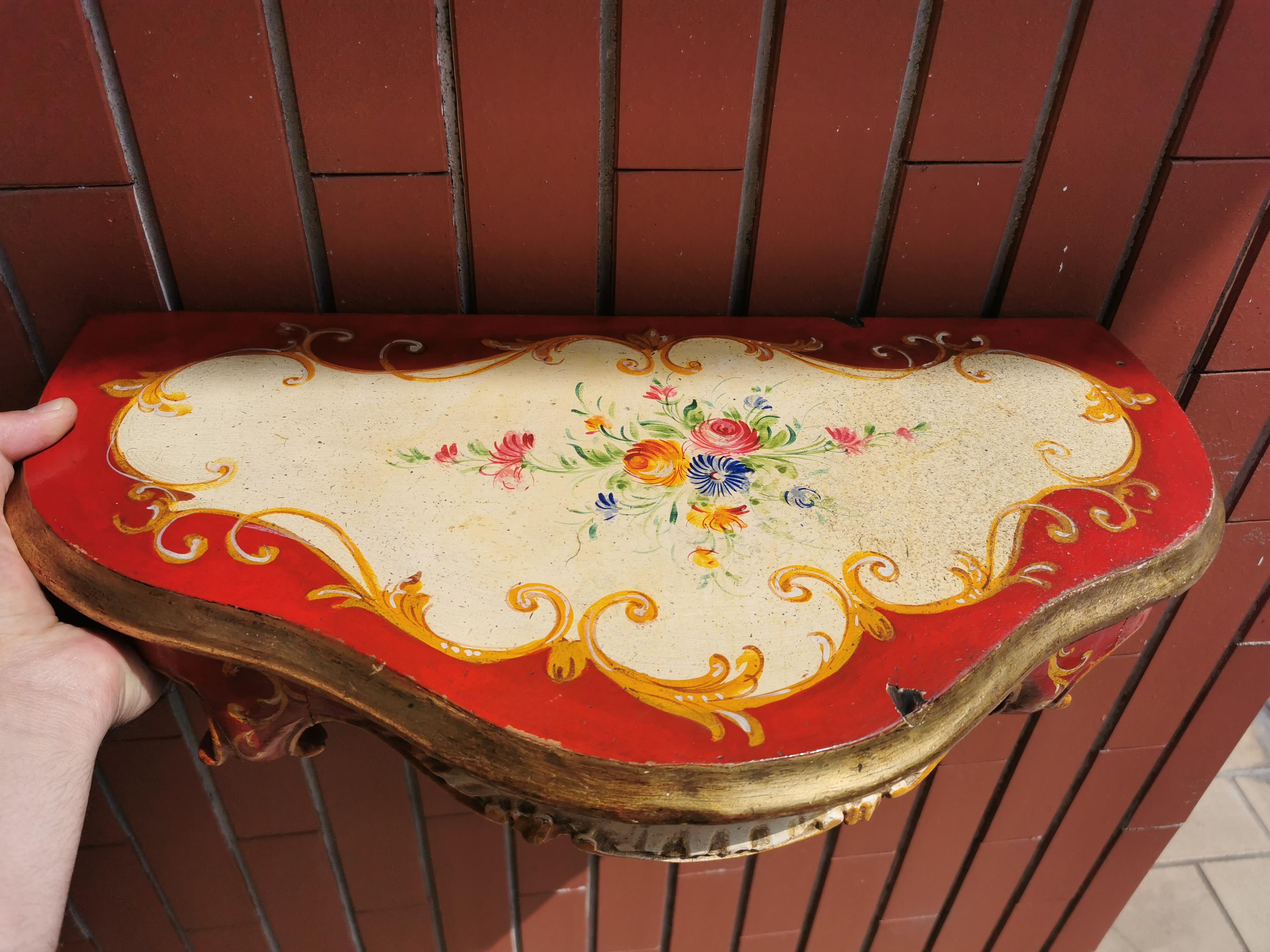 19th Century Florentine Hand-Painted Console Table, circa 1860, Italy In Good Condition In Torino, IT