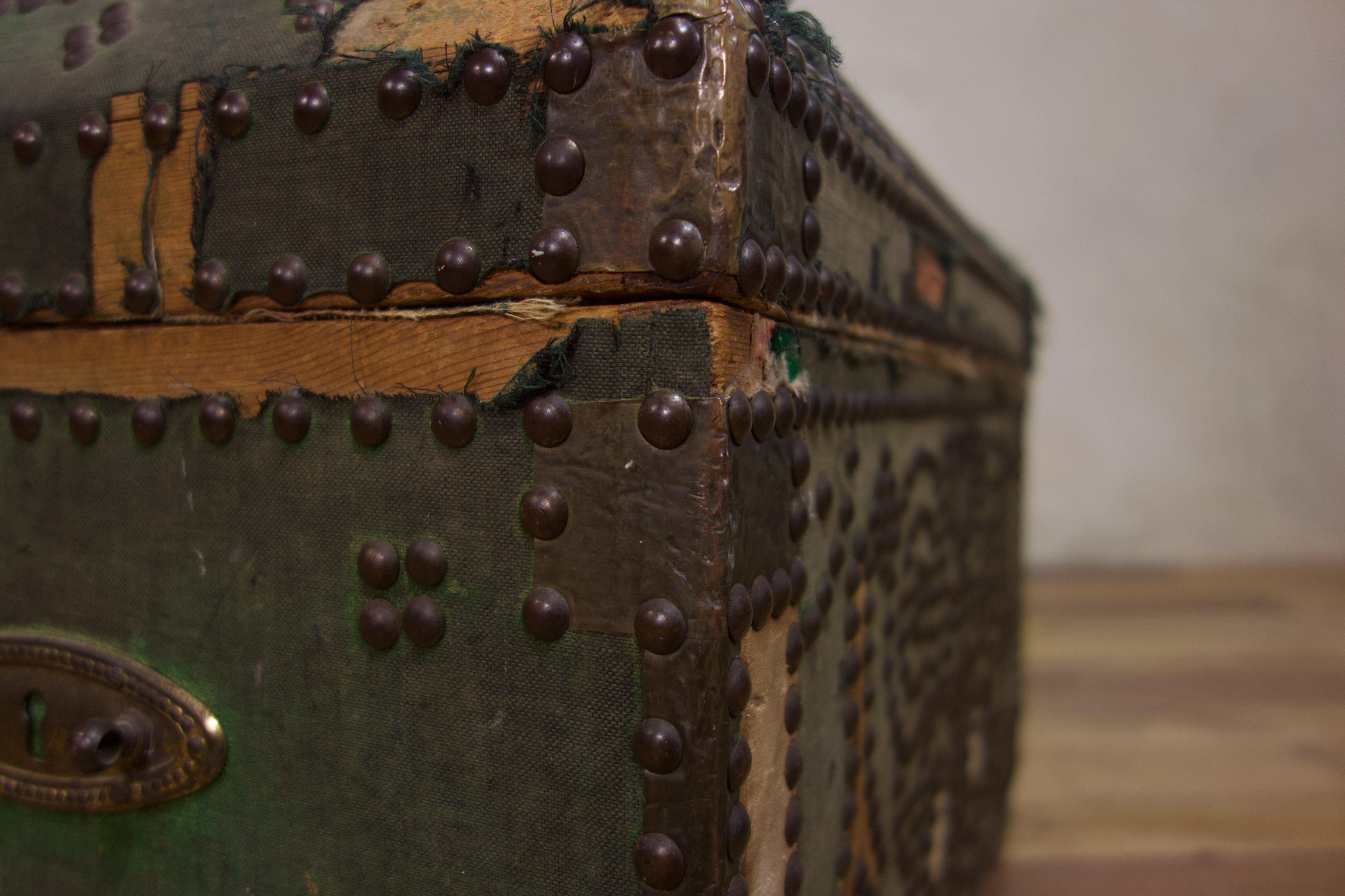 Small 19th Century French Studded Chest - Trunk For Sale 6