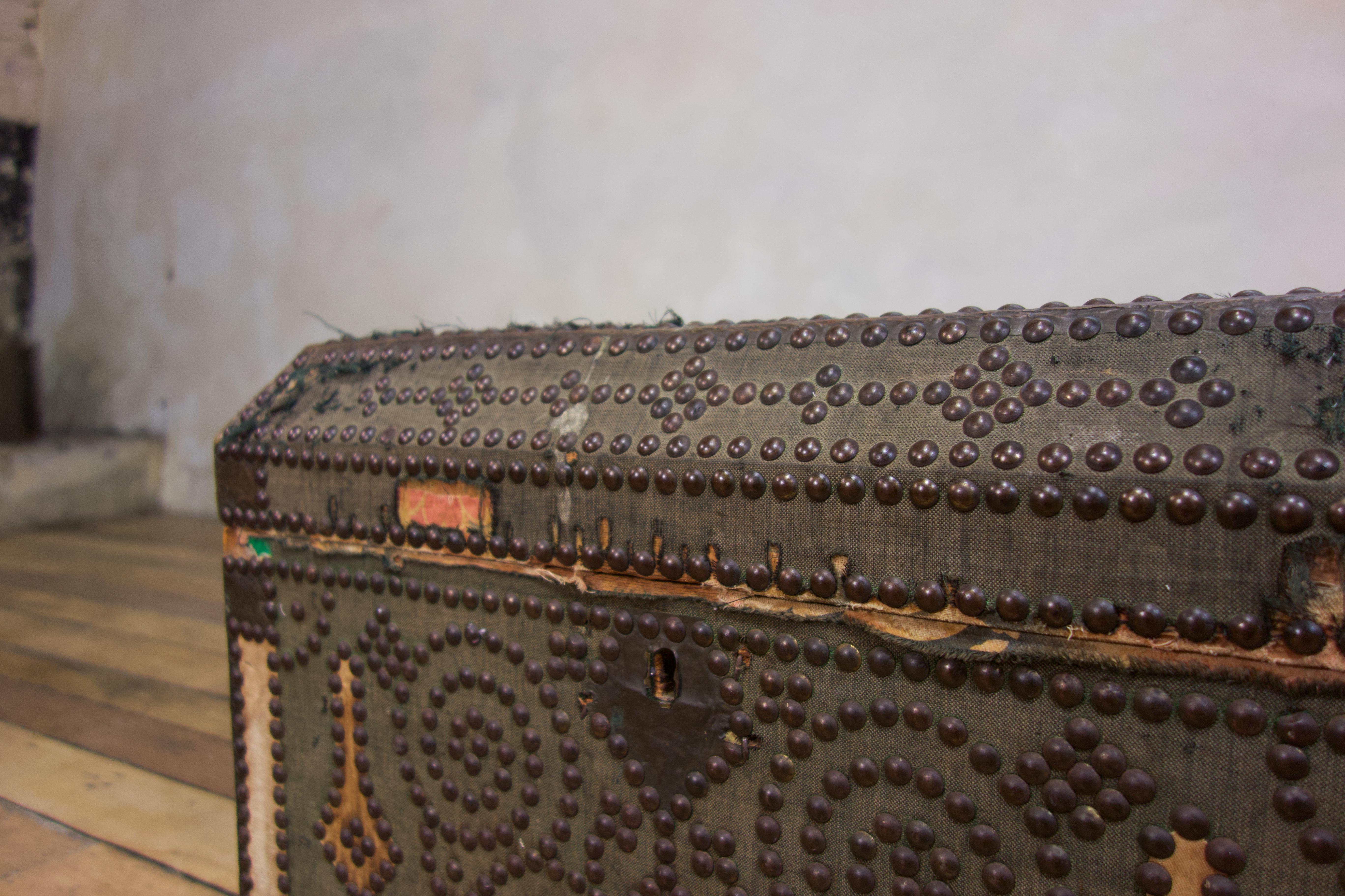 Small 19th Century French Studded Chest - Trunk For Sale 2
