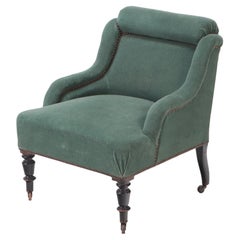 Small A Small French Napoleon III Green Upholstered Armchair, Late 19th C.