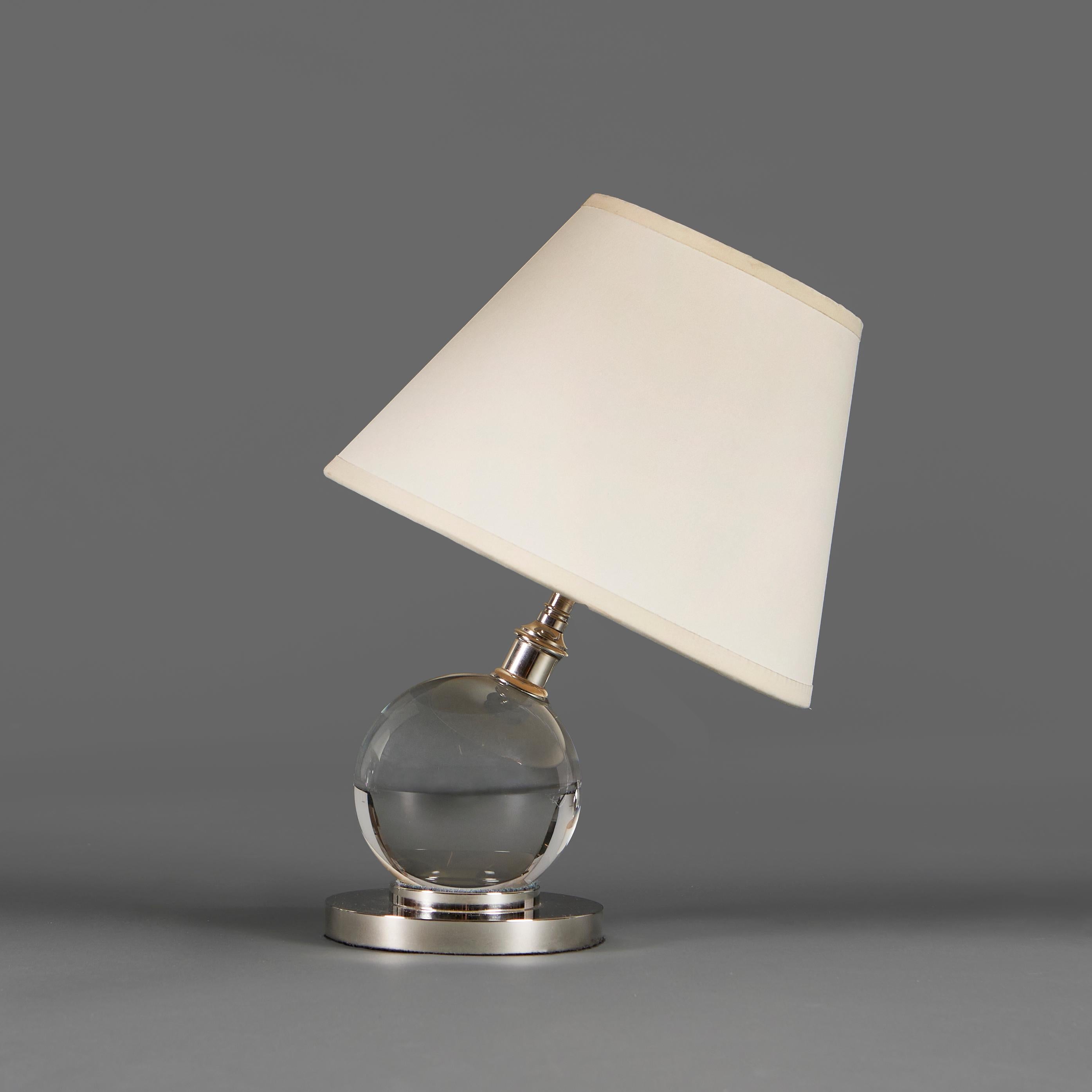 Contemporary A Small Adjustable Crystal Ball Lamp after Jacques Adnet For Sale