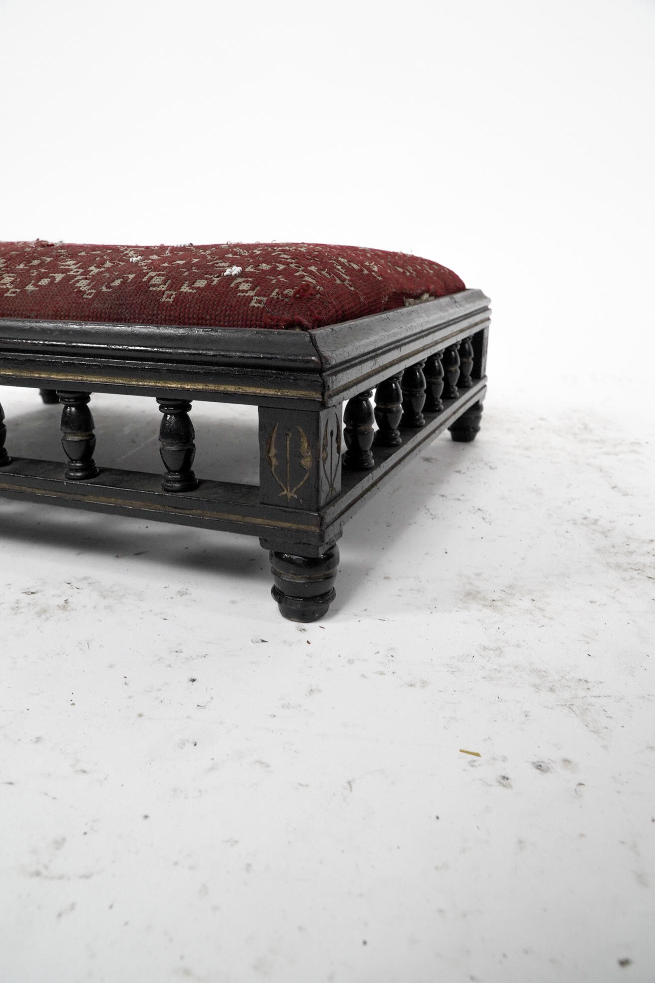 A small Aesthetic Movement ebonized foot stool For Sale 3