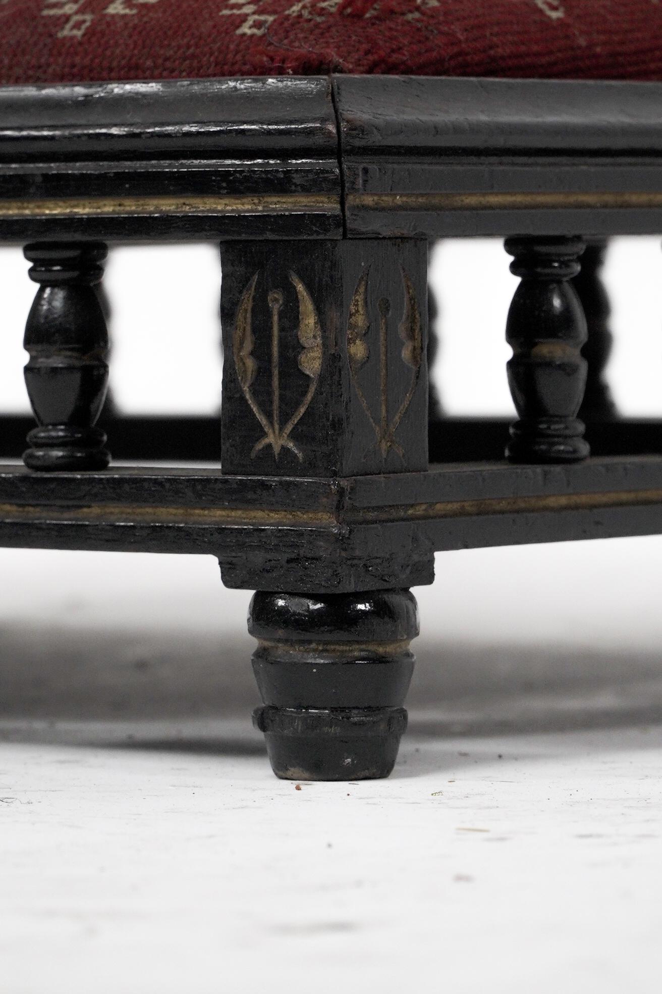 A small Aesthetic Movement ebonized foot stool For Sale 4