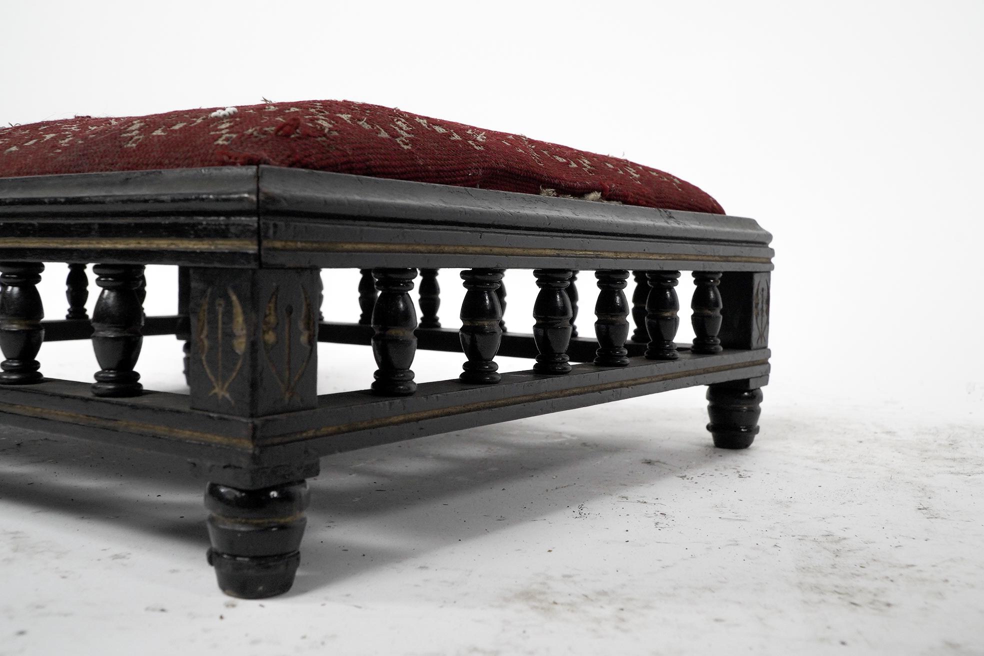 Late 19th Century A small Aesthetic Movement ebonized foot stool For Sale