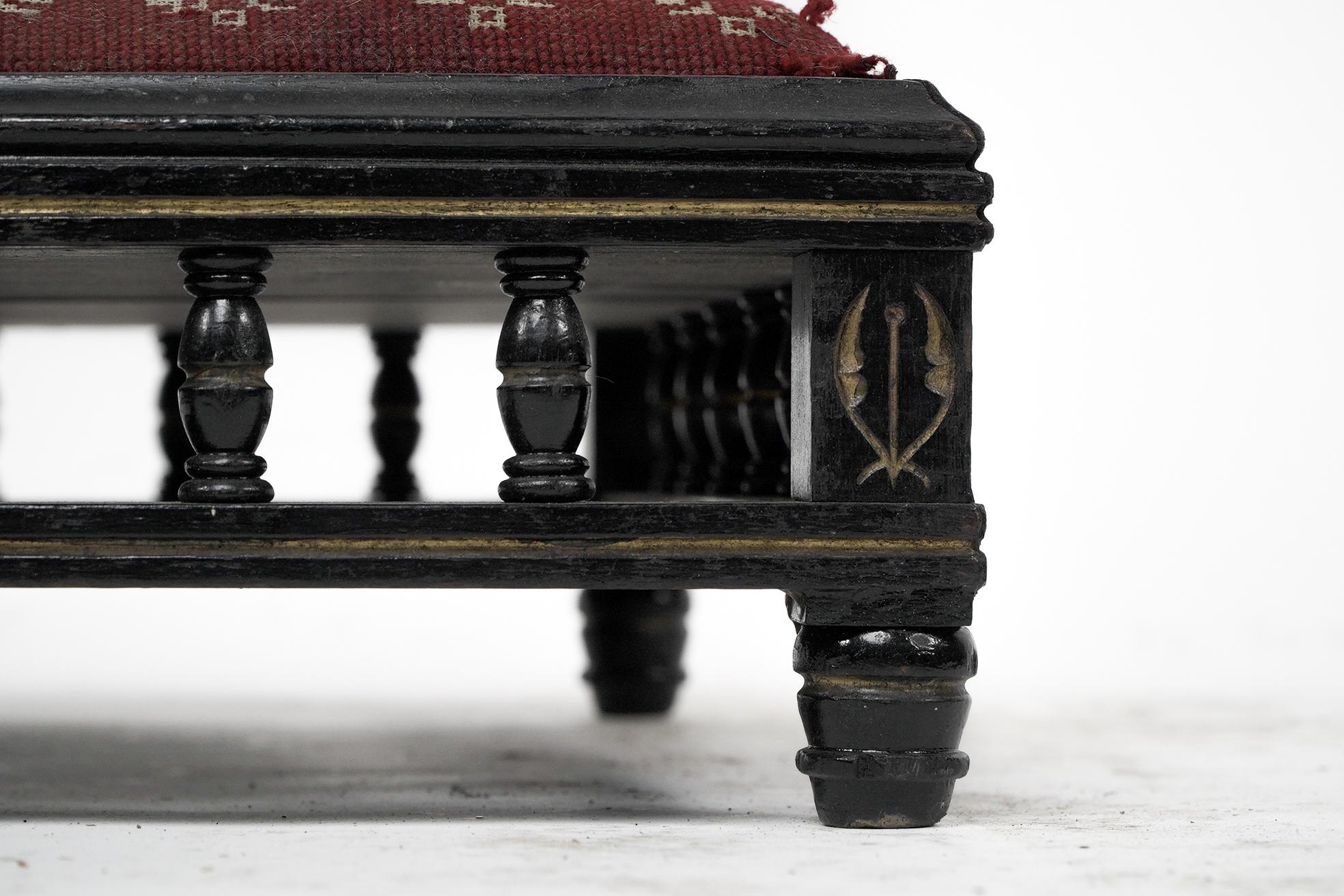 A small Aesthetic Movement ebonized foot stool For Sale 2