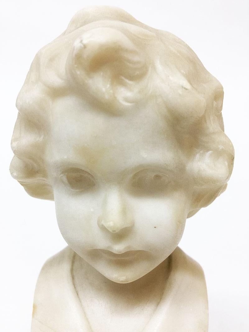 Small Alabaster Bust on Marble Base by German Daniel Greiner, 1900 For ...