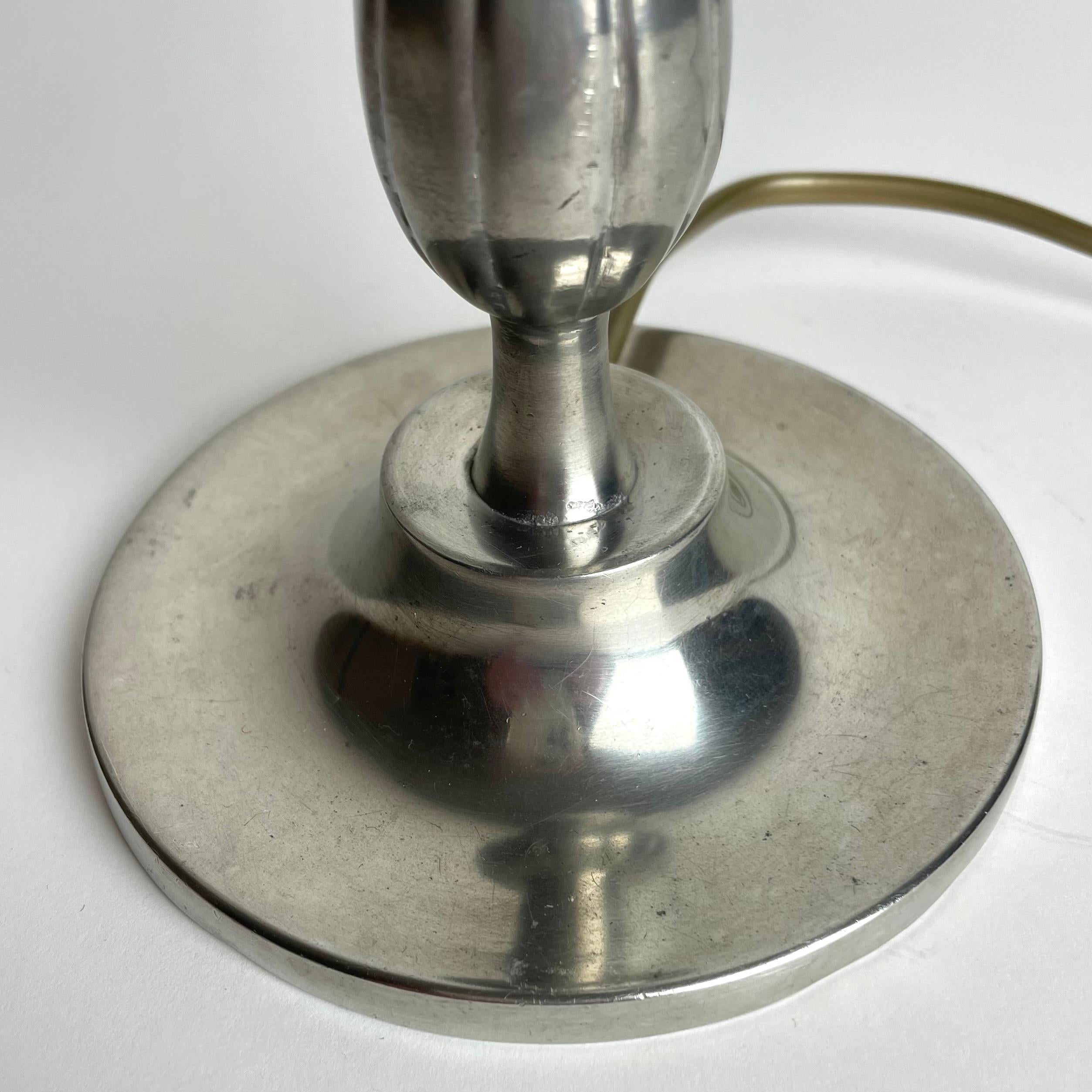 A small and elegant Table Lamp in Pewter Swedish Grace from the year 1930. For Sale 1