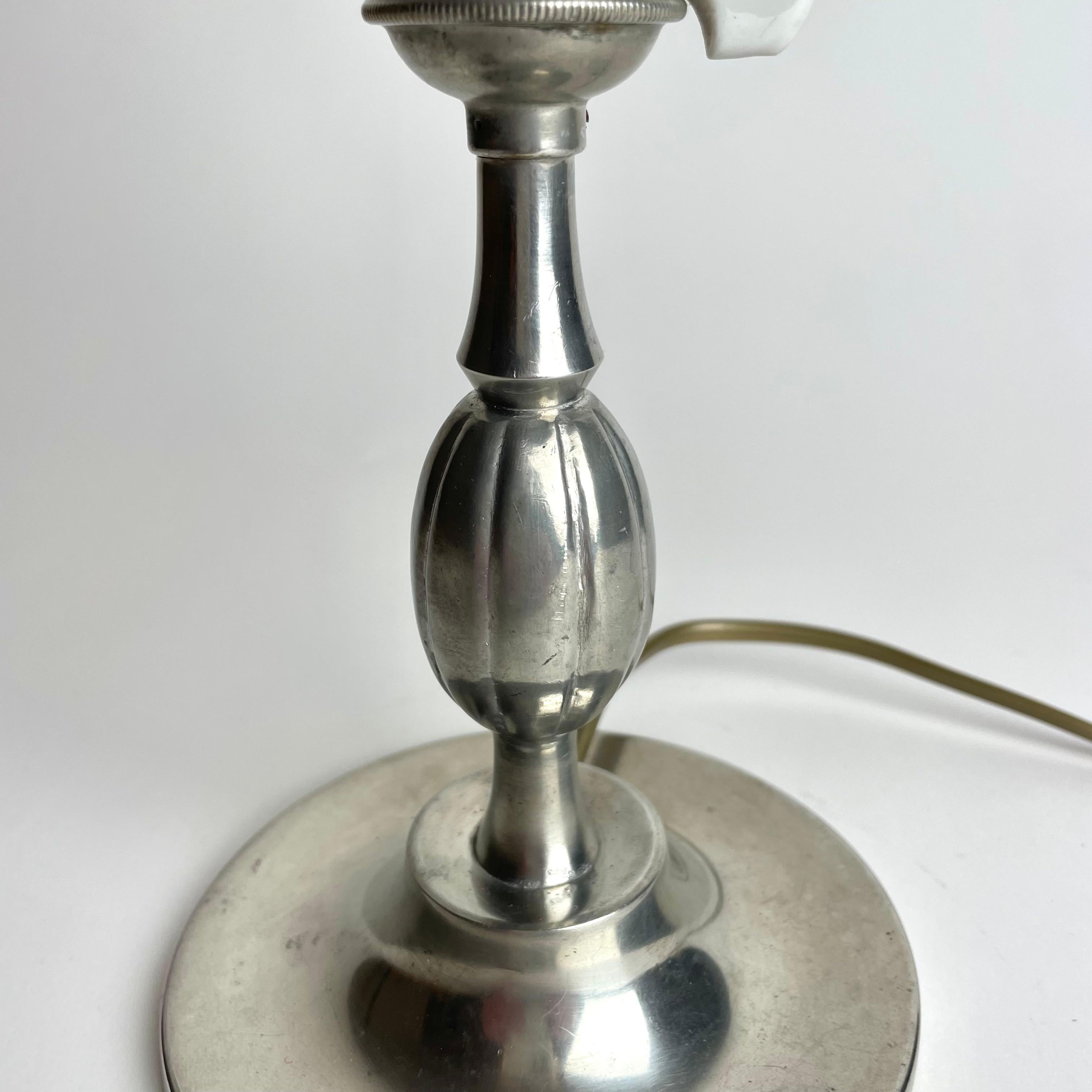 A small and elegant Table Lamp in Pewter Swedish Grace from the year 1930. For Sale 2
