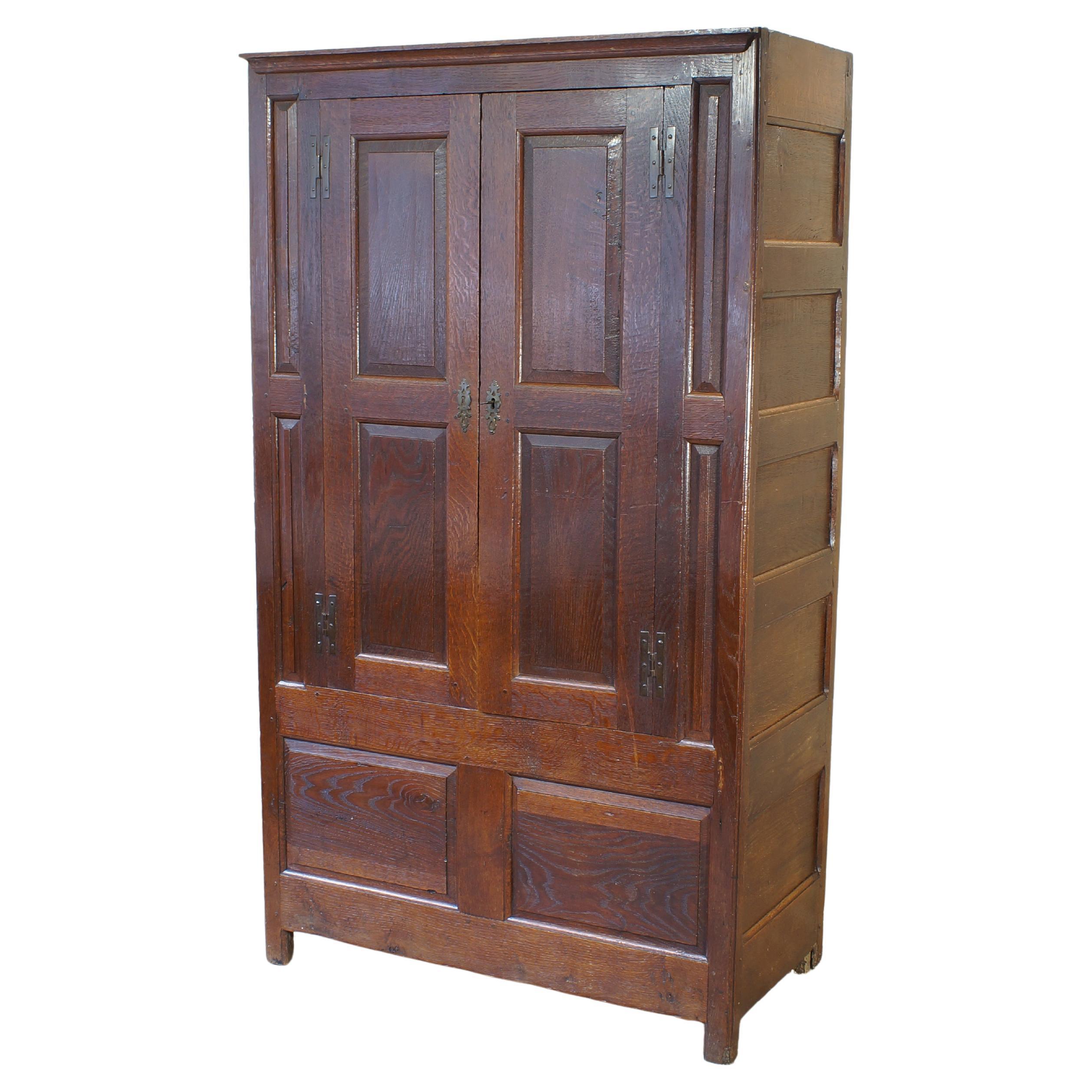 A Small And Rare Oak Press Cupboard. For Sale