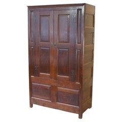 Antique A Small And Rare Oak Press Cupboard.