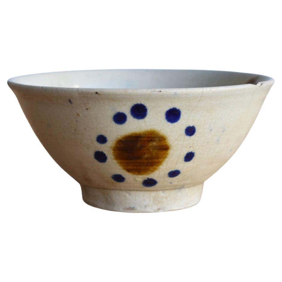 Tsuboya Small Antique Bowl from Okinawa, Japan / Late 19th Century /