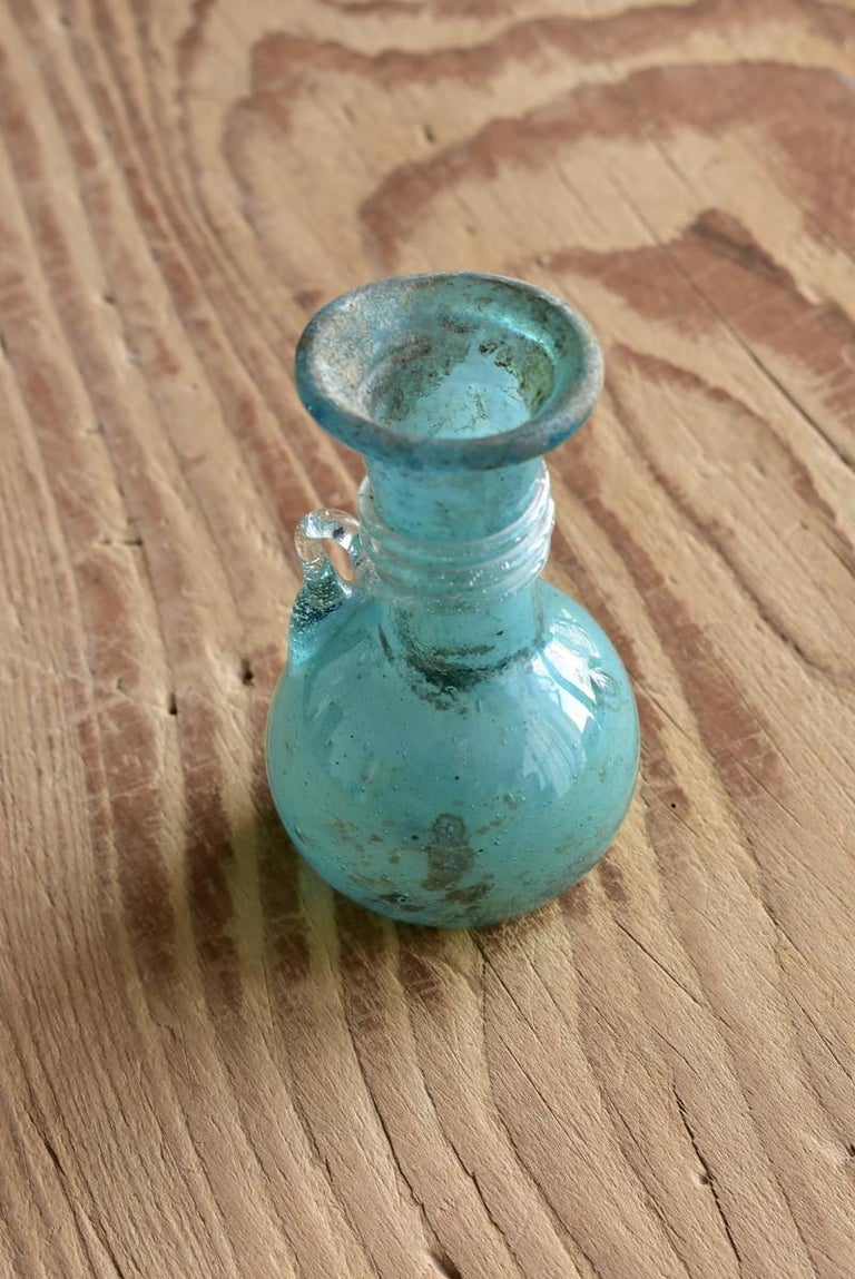 Small Antique Glass Container Made in the Eastern Mediterranean Around For Sale at 1stDibs