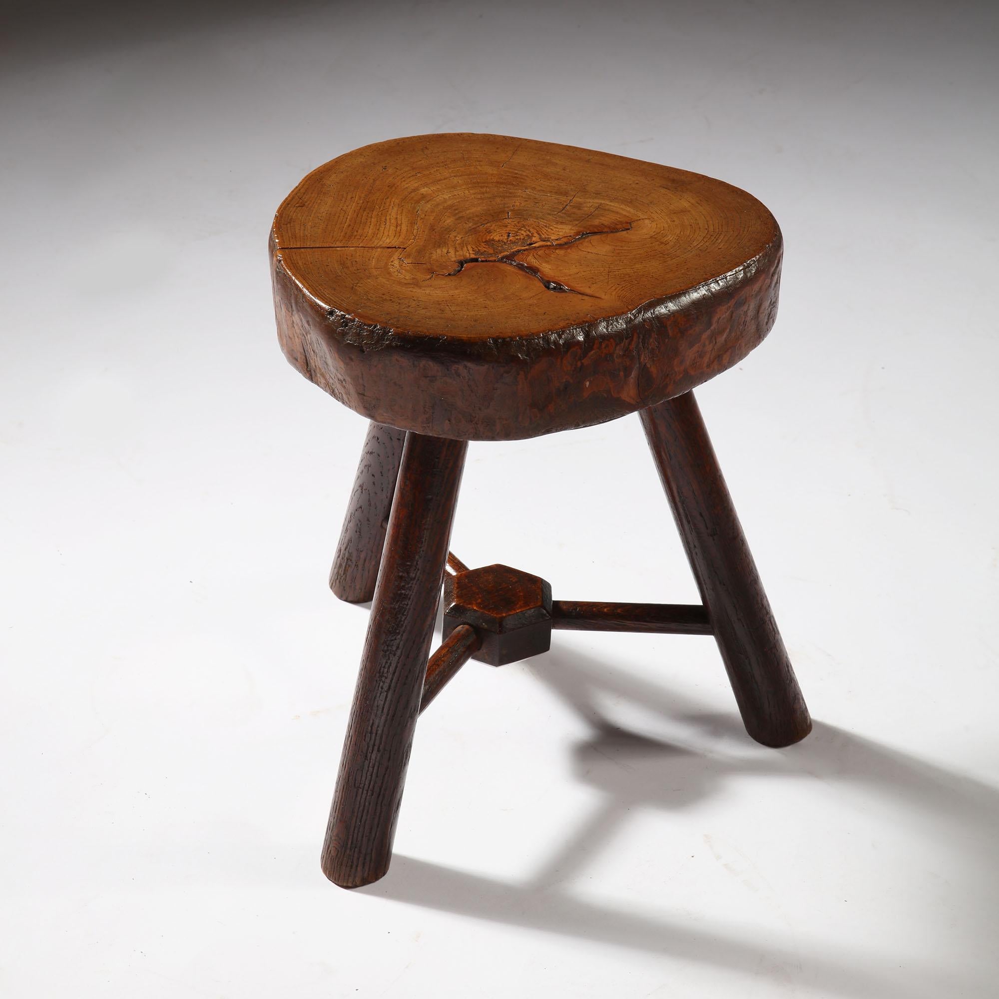 19th Century Small Arts & Crafts English Wood Tripod Stool