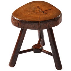 Small Arts & Crafts English Wood Tripod Stool