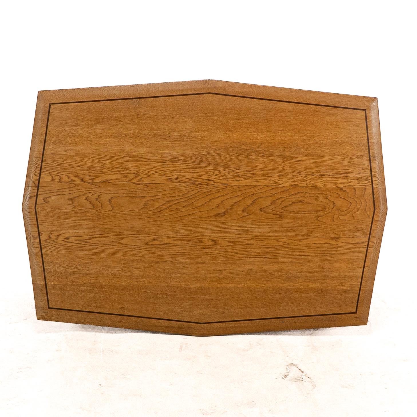 A small Arts & Crafts Cotswold style oak dining or centre table angular designs For Sale 2