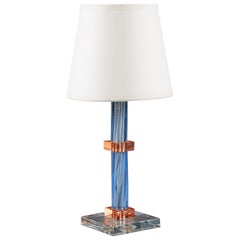 Small Blue and Pink Art Deco Table Lamp