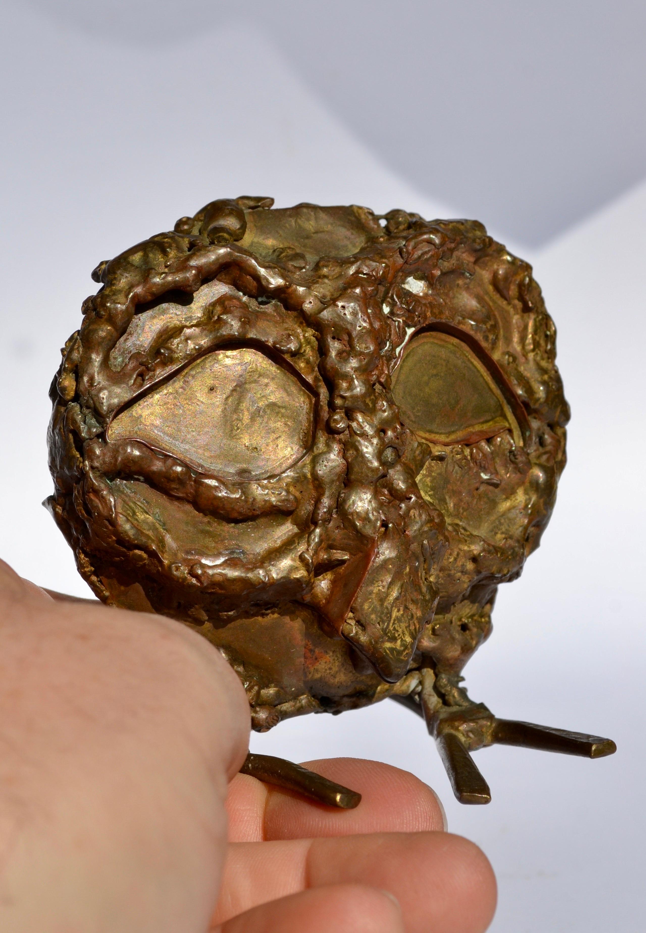 French A small brass sculpture of an owl in a brutalist style - France - 1970s For Sale