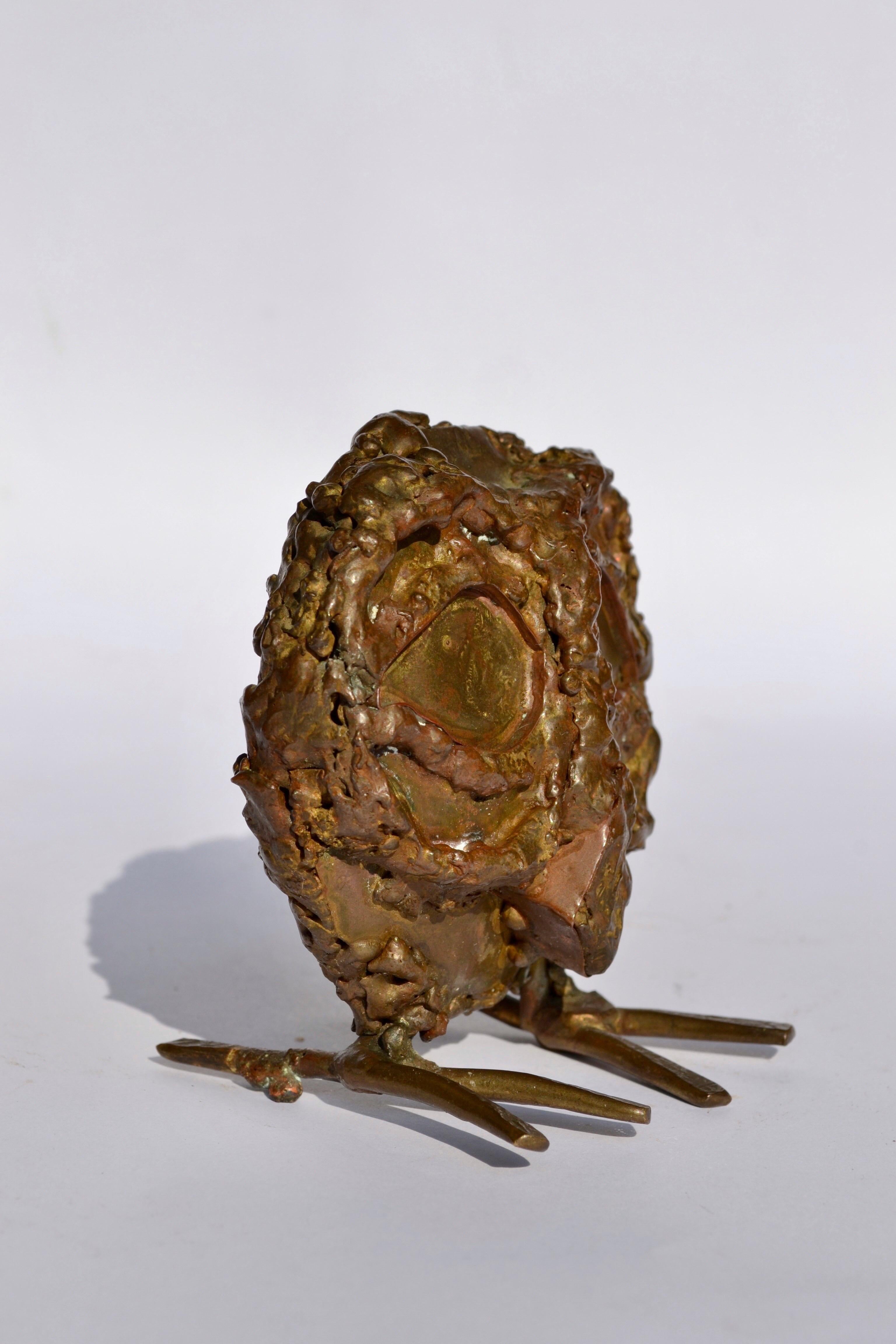 Welded A small brass sculpture of an owl in a brutalist style - France - 1970s For Sale