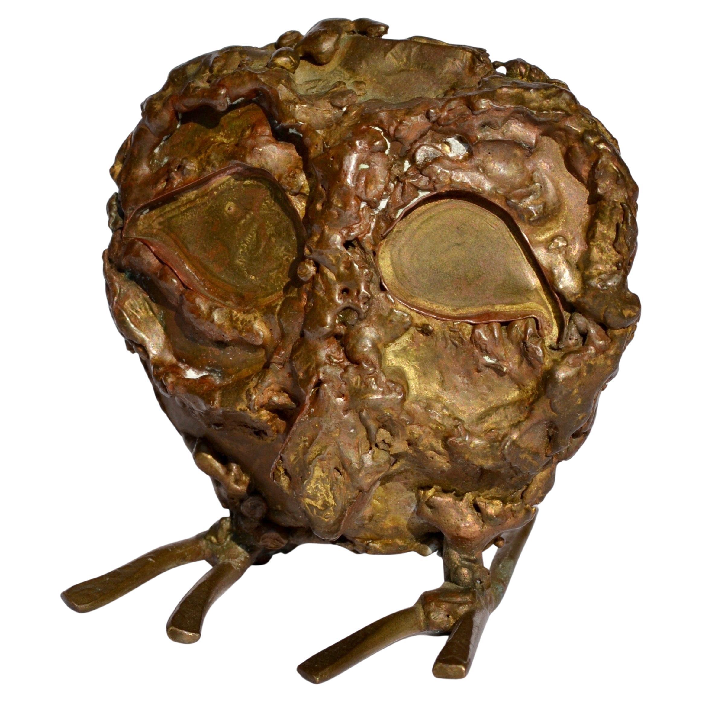 Pequeña escultura de latón de un búho de estilo brutalista - Francia - Años 70