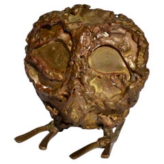 A small brass sculpture of an owl in a brutalist style - France - 1970s
