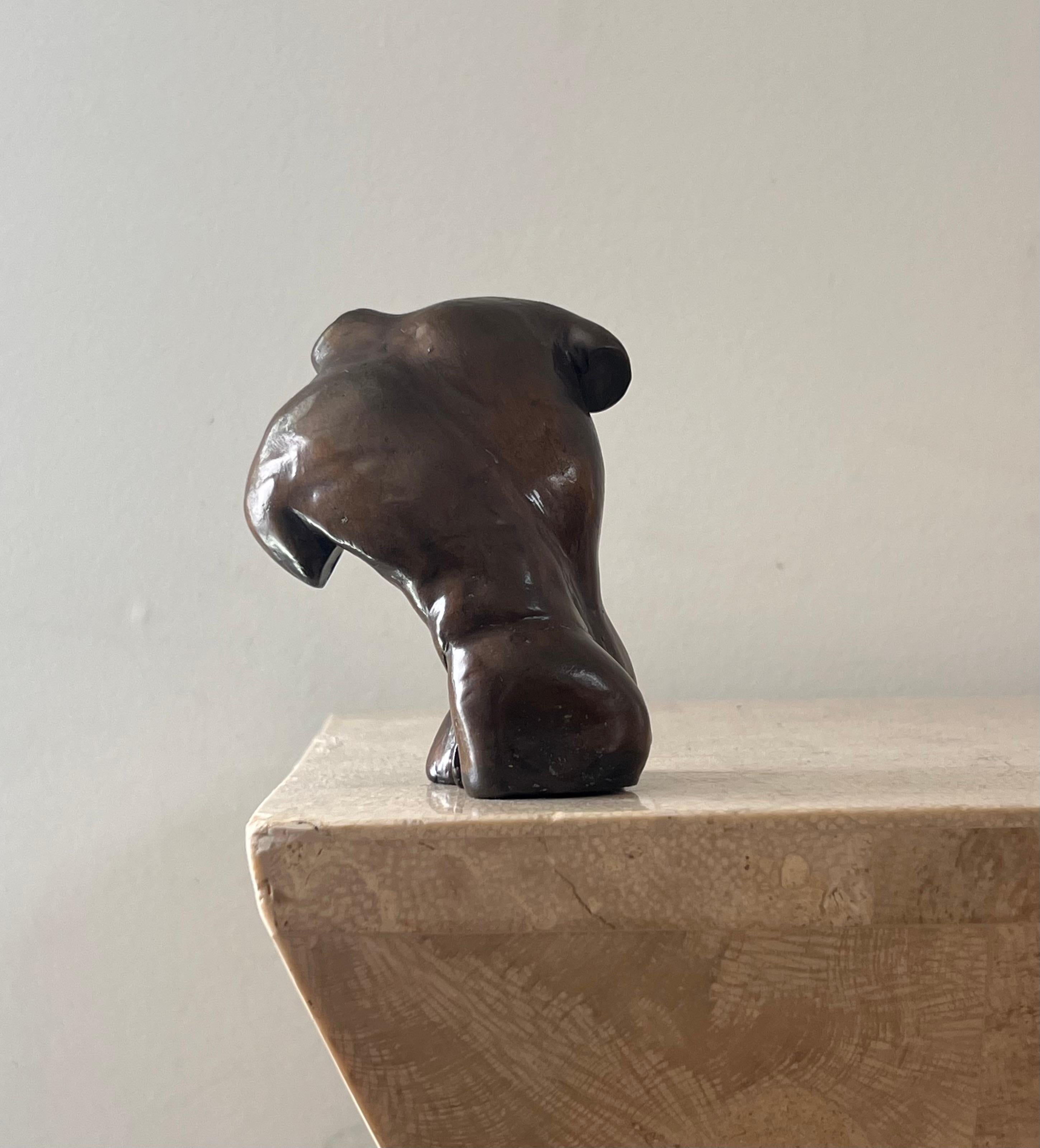 Hand-Carved A small bronze sculpture of a male bust, 20th century