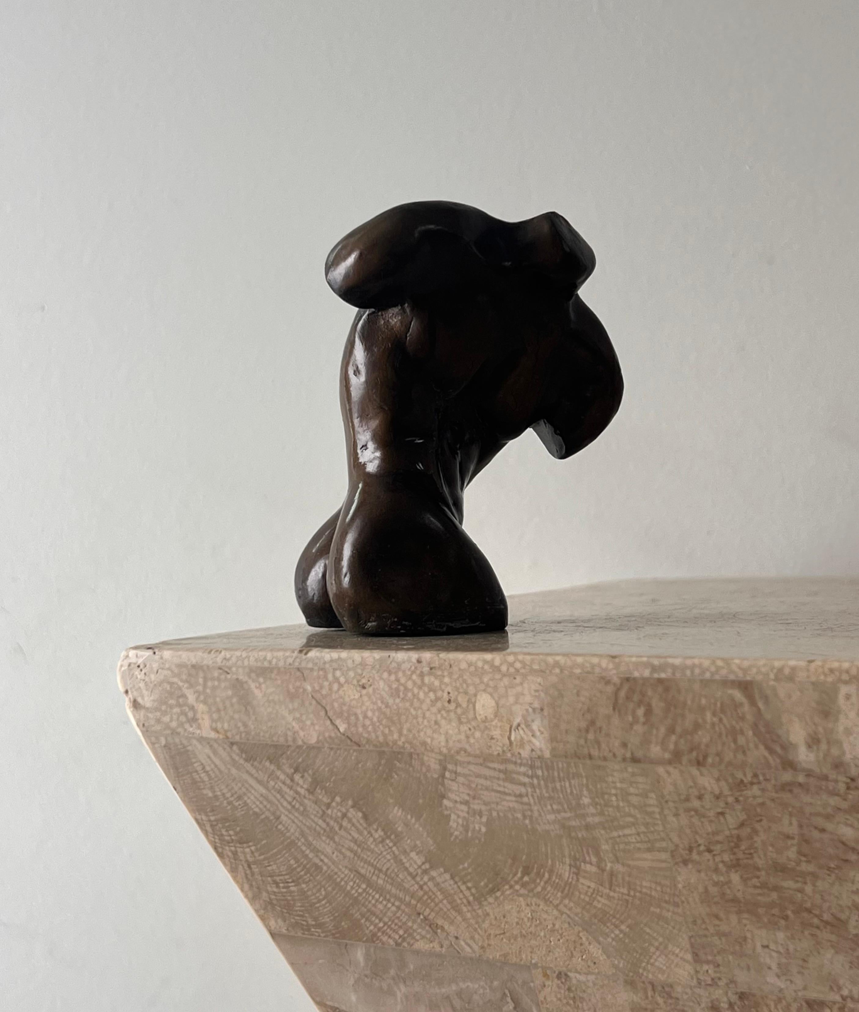 Bronze A small bronze sculpture of a male bust, 20th century