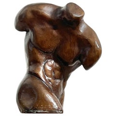 A small bronze sculpture of a male bust, 20th century