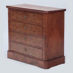 Small Burl Walnut Four Drawer Commode, France, C 1850