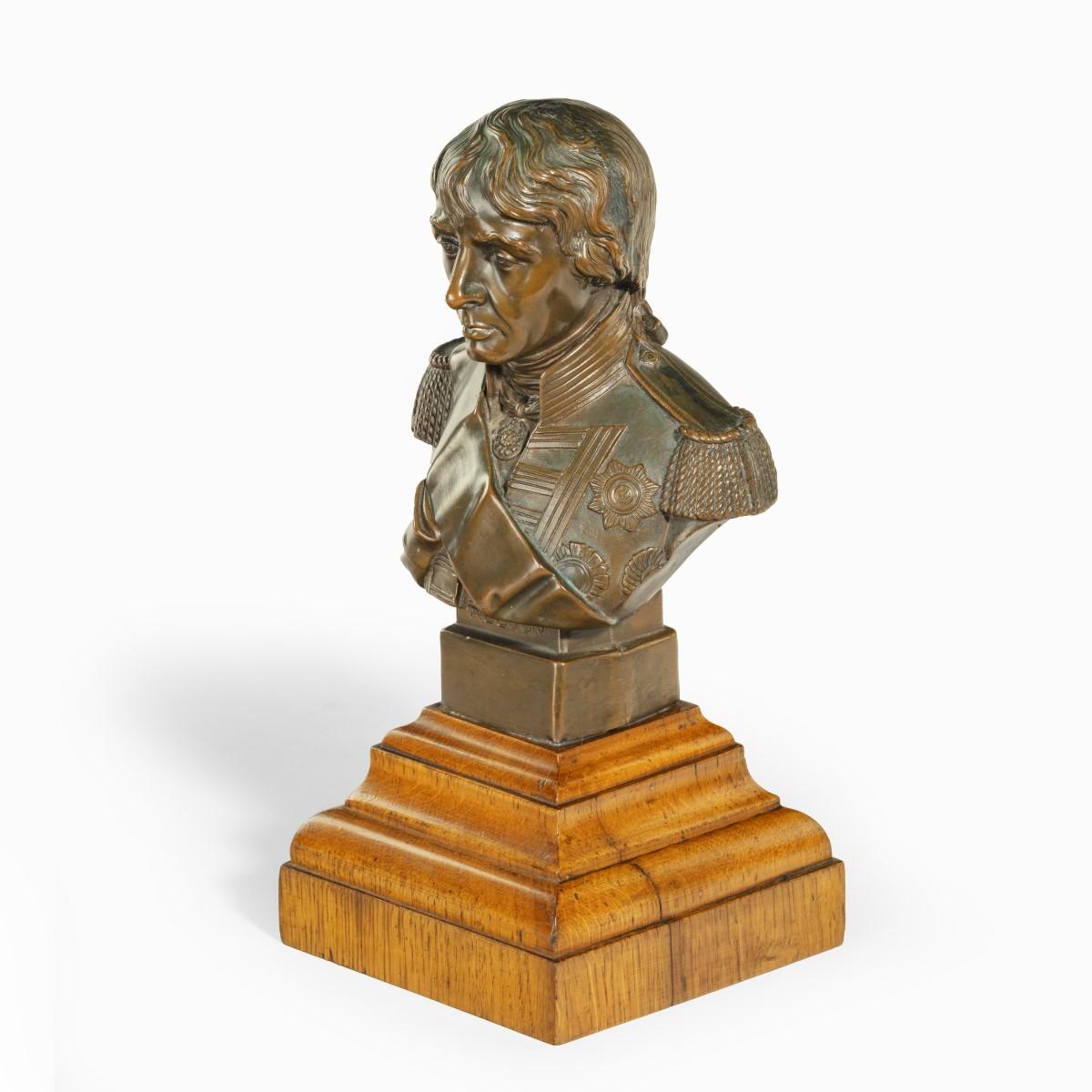 Small Bust of Admiral Lord Nelson Made from H.M.S. Foudroyant Copper and Oak In Good Condition In Lymington, Hampshire